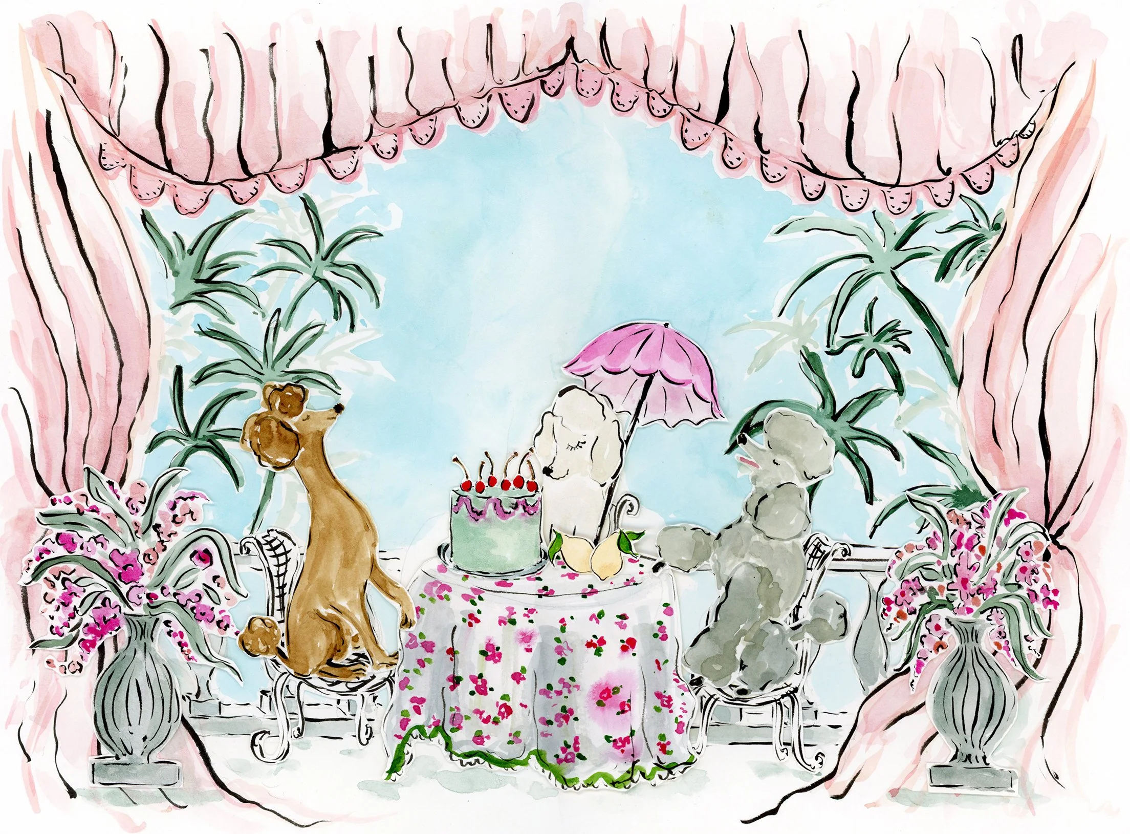 Poodles Day Out Collage Watercolor Illustration by Jill Delavan web.jpg