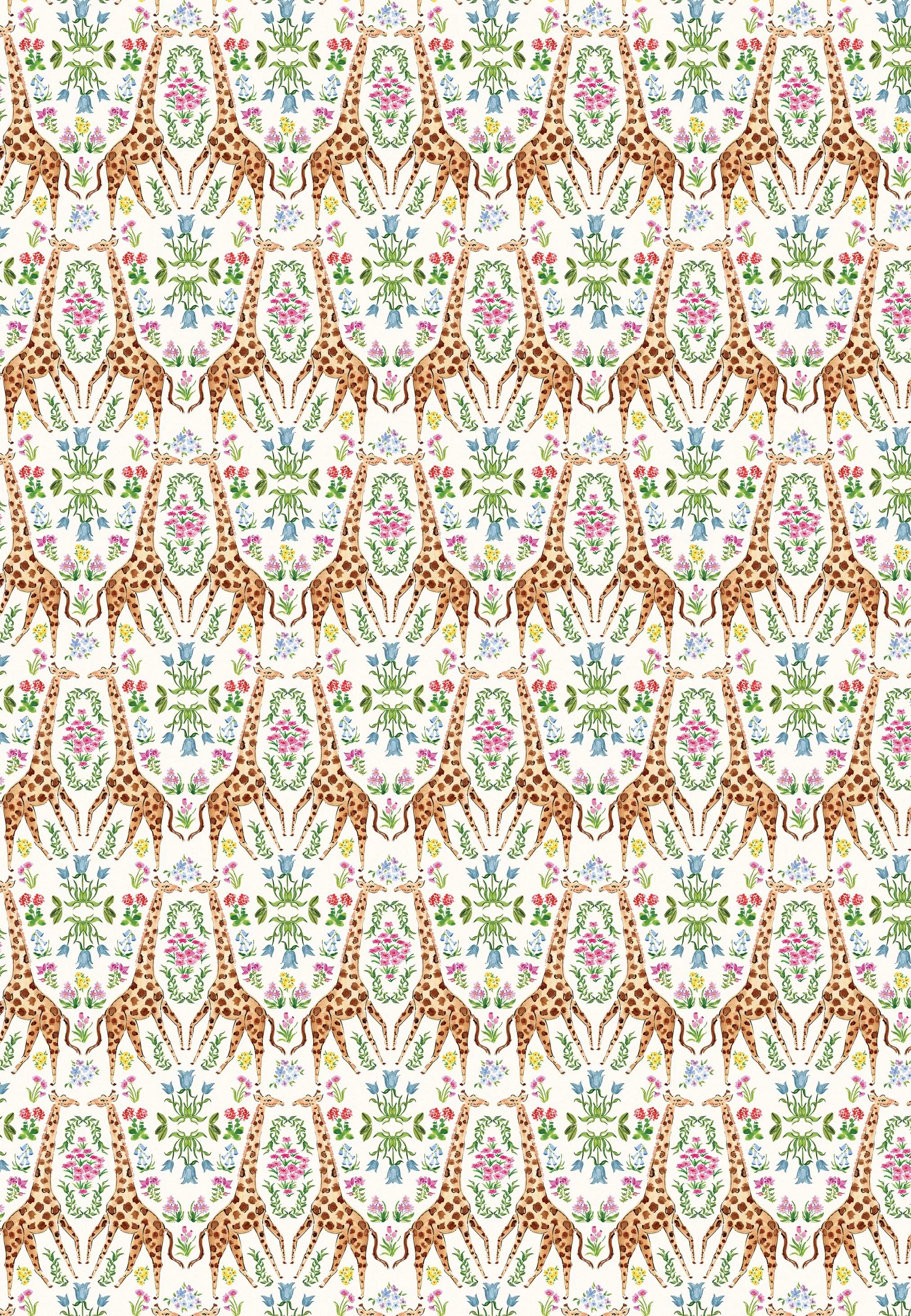 Giraffe Floral Kaleidoscope Gift Wrap.jpg