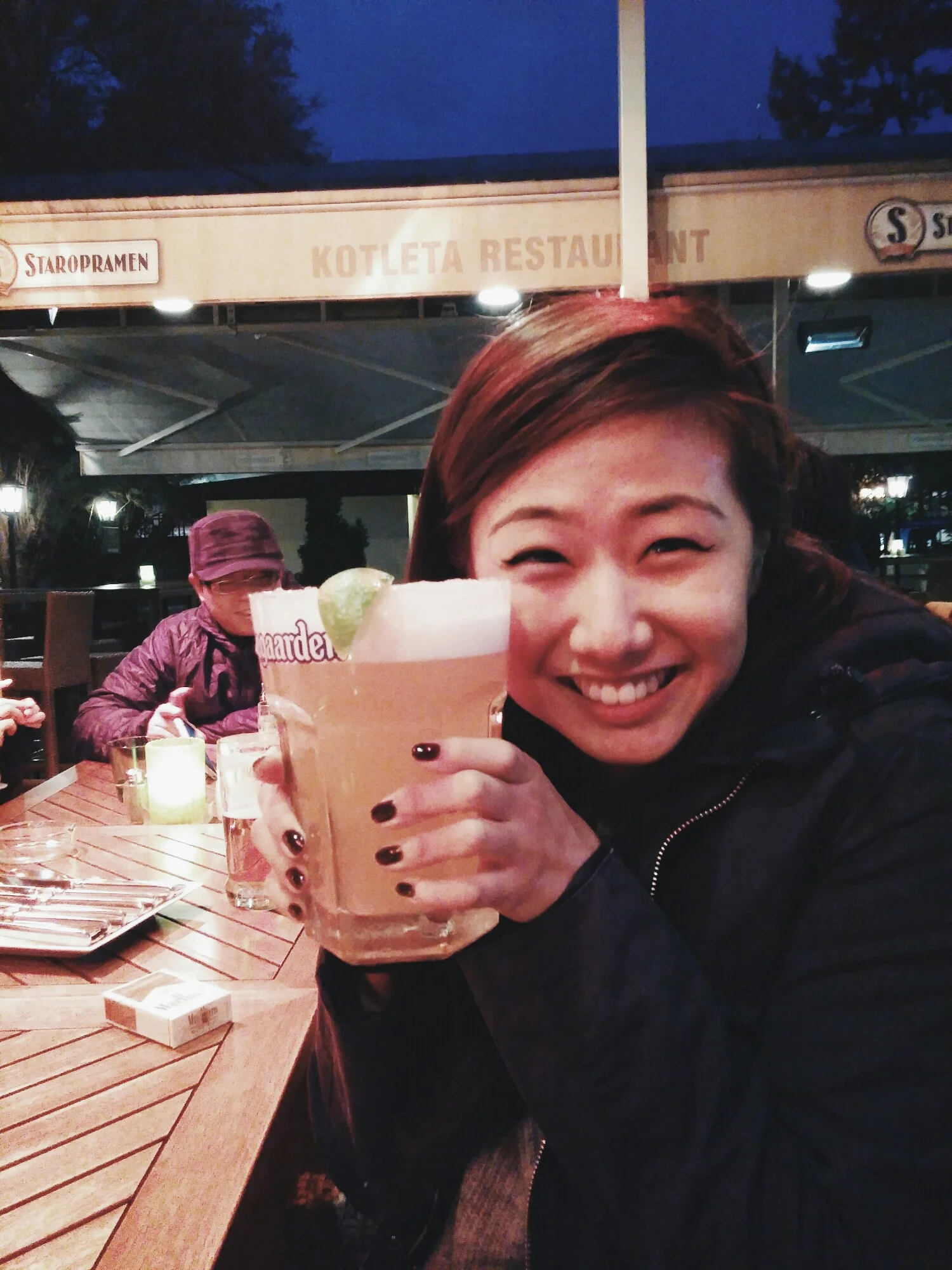 {Giant beer the size of my face. Before I spilled it all over Bo.}