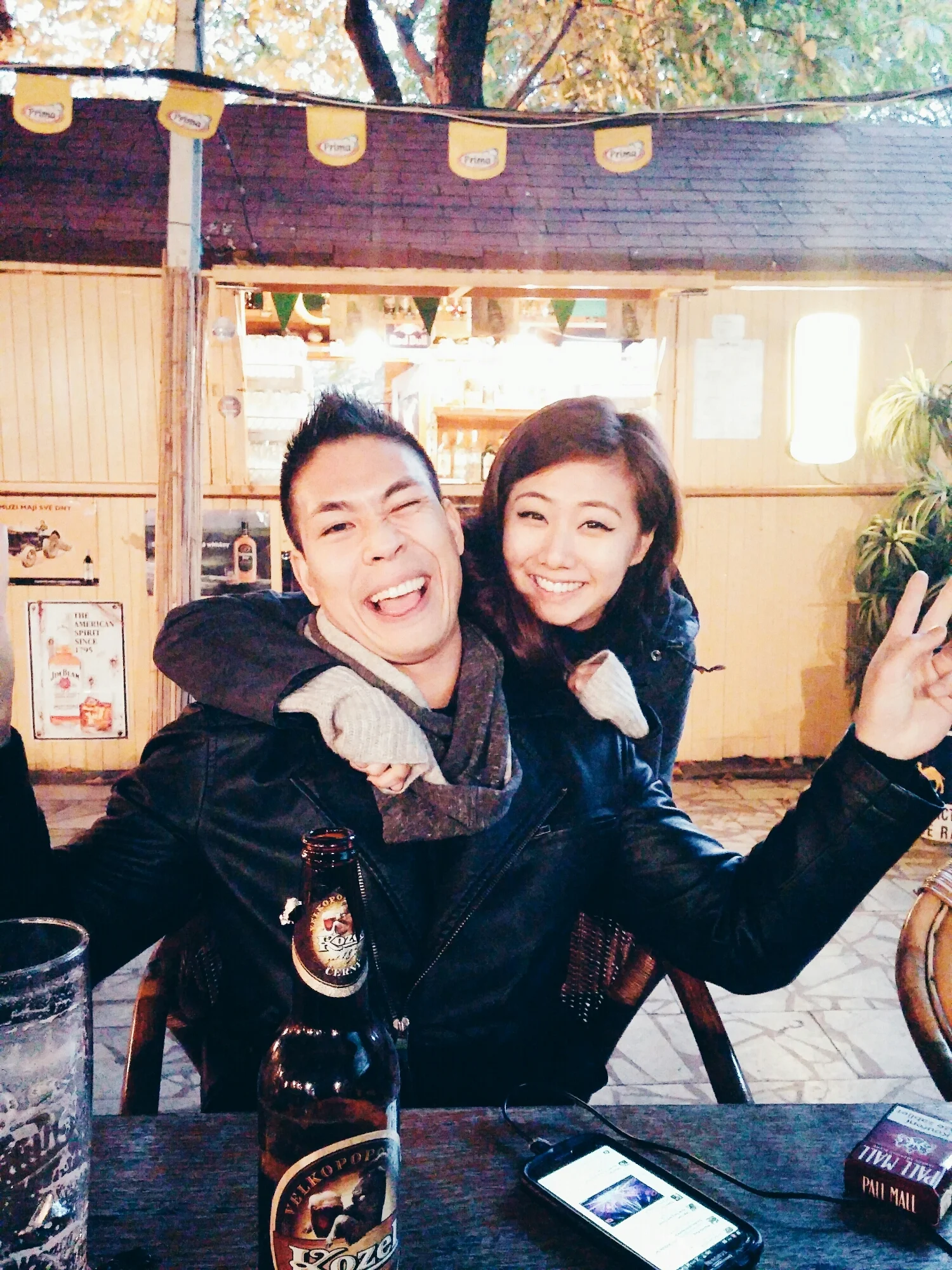 {At the beer garden.}