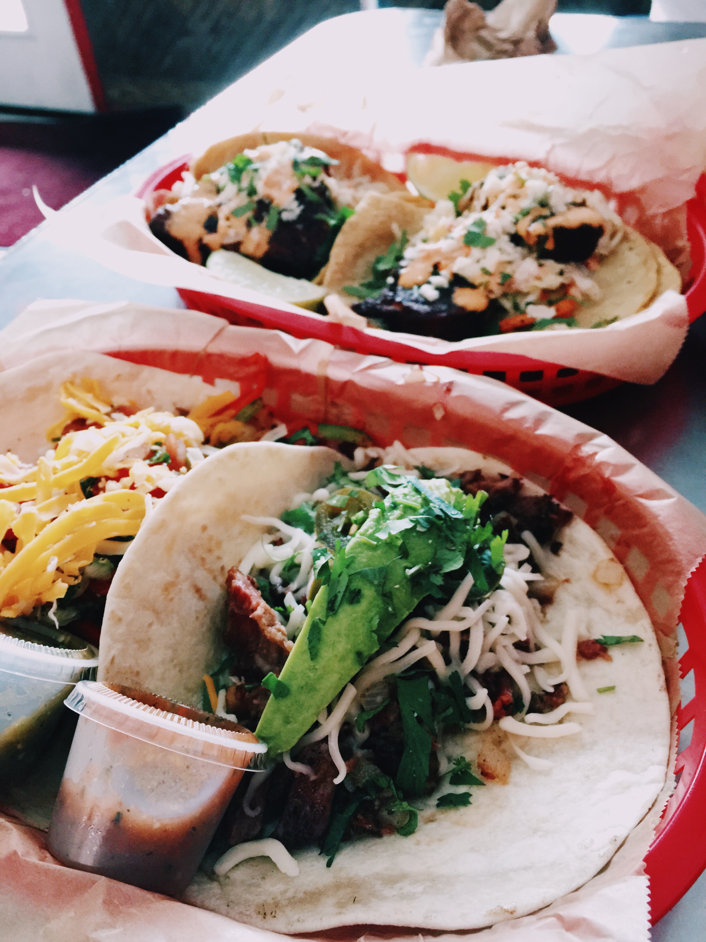   {close-up of some of the tacos.}  