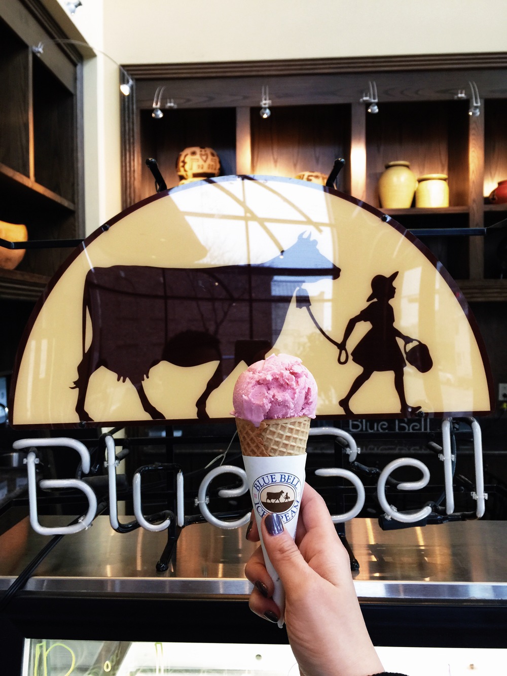   {the closest thing to bluebell creameries to us. java jive inside of our hotel! strawberry ice cream.}  