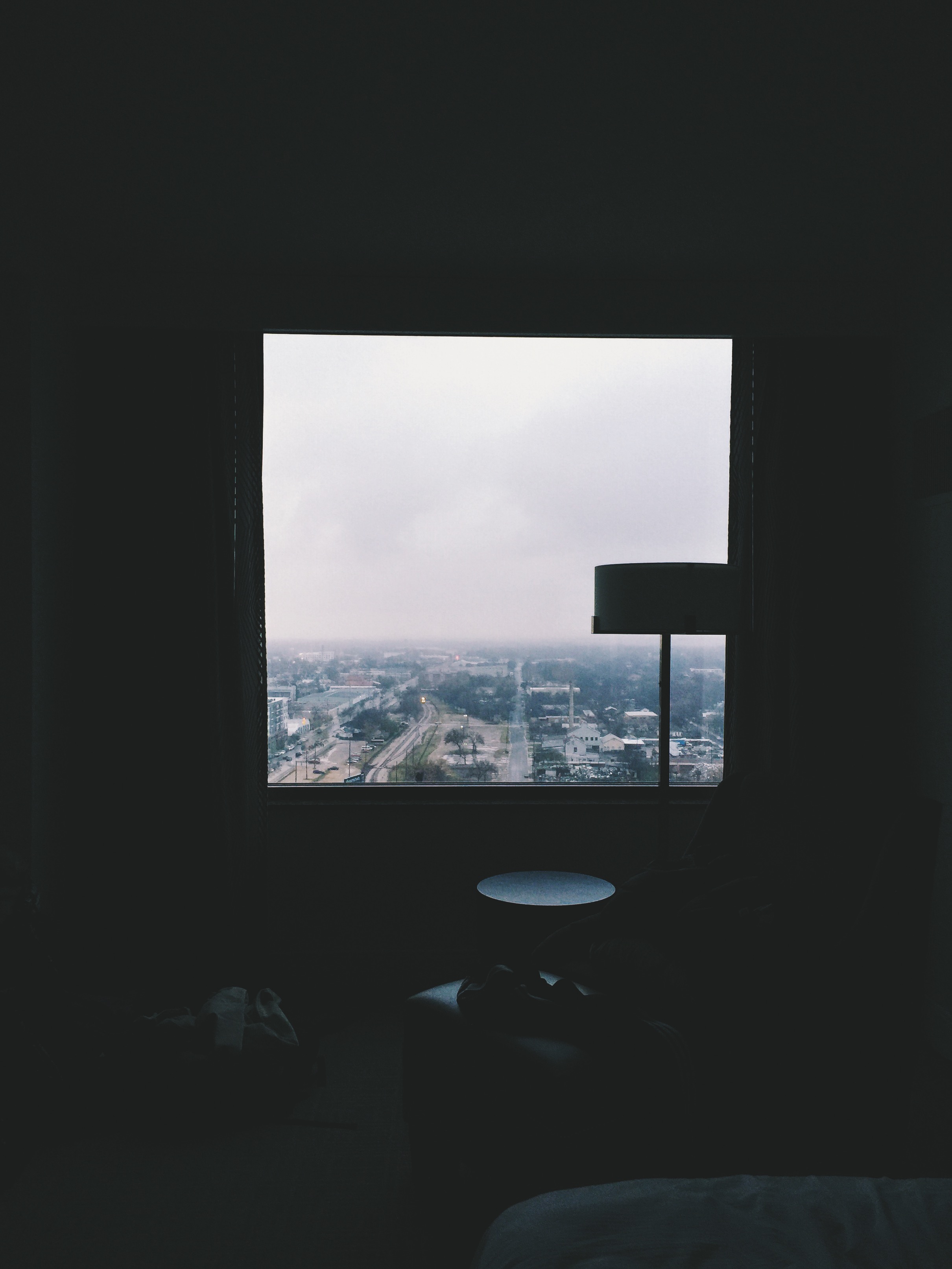   {inside looking out from our hotel room. wasn't much of a view, but the fog was nice this day.}  