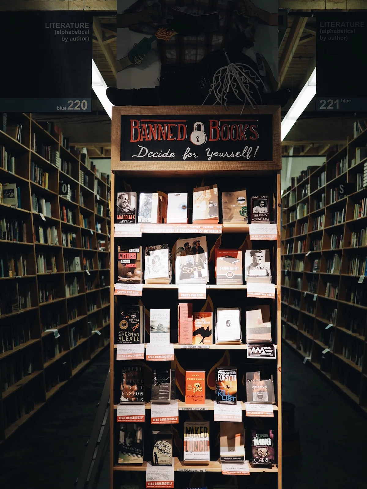 {Banned books. Loved this little section.}