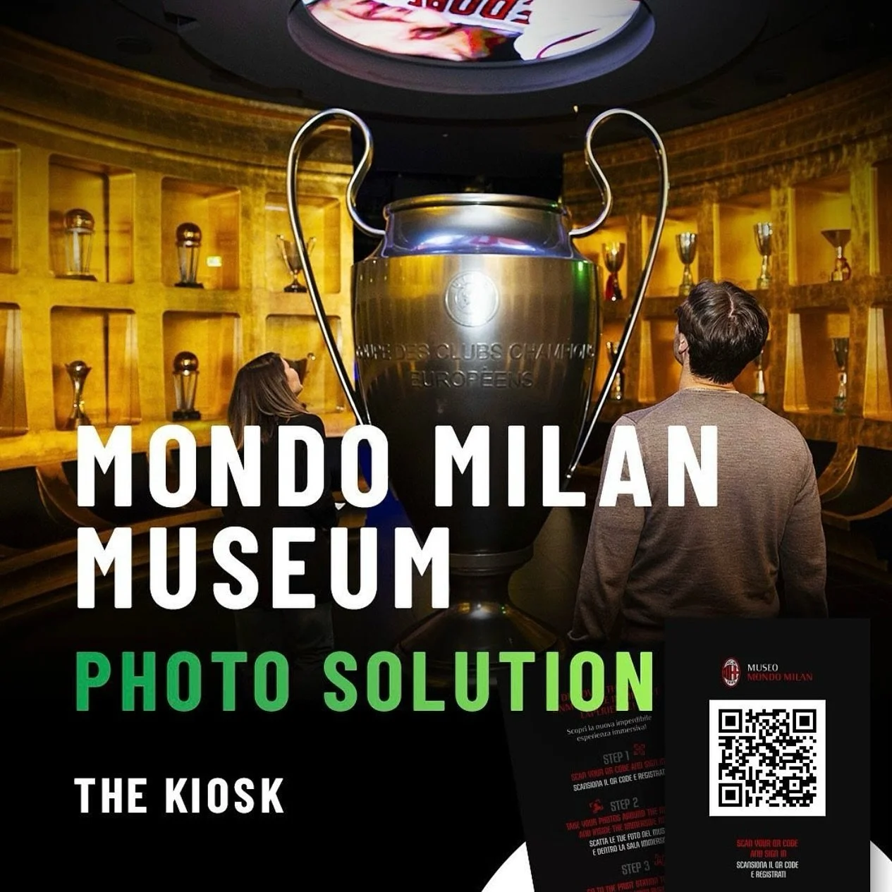 Enjoy an unforgettable visit to the Mondo Milan Museum with @sharingbox photo experience.

Take advantage of your visit to discover the Club&rsquo;s history and capture the moment thanks to our Kiosks with green screens that allow you to create immer