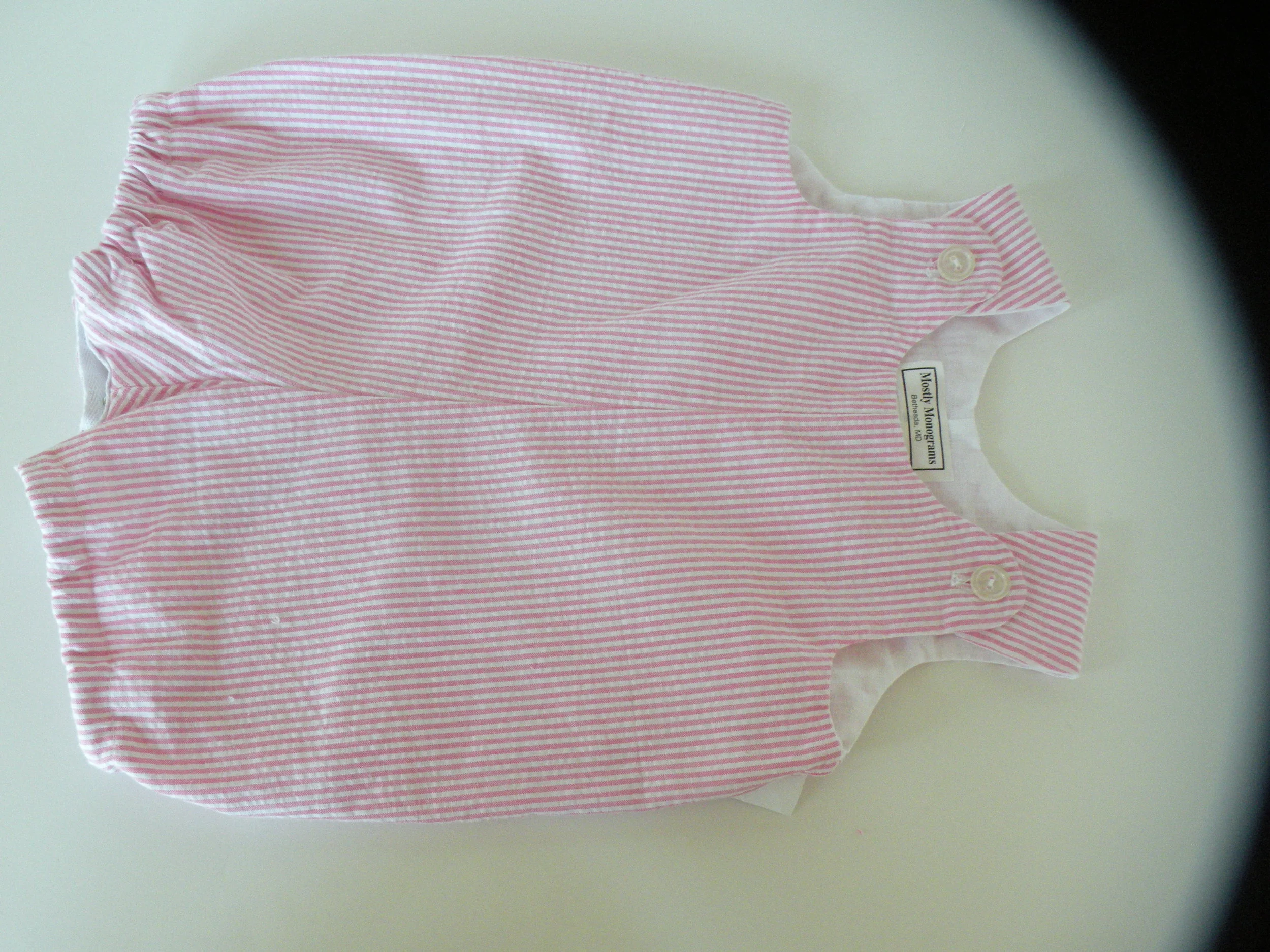 Monogrammed Pink Seersucker Bubble