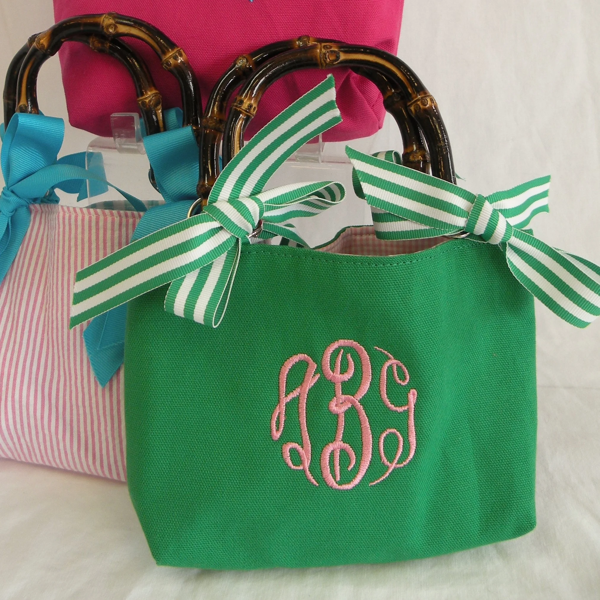 Monogrammed bamboo handle purse