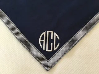 48" square Navy Monogrammed Bridge Table cover