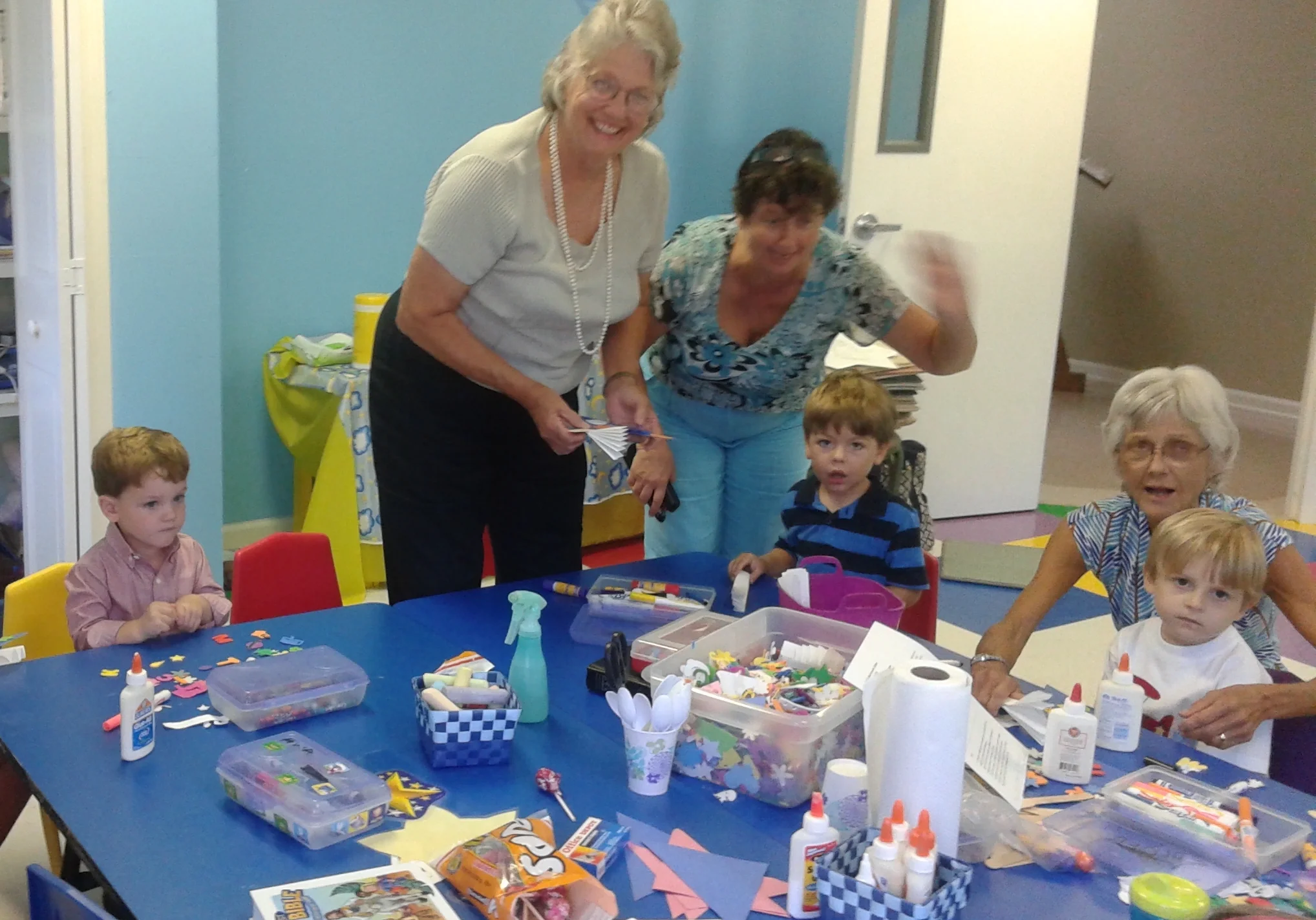 Having fun with preschoolers.