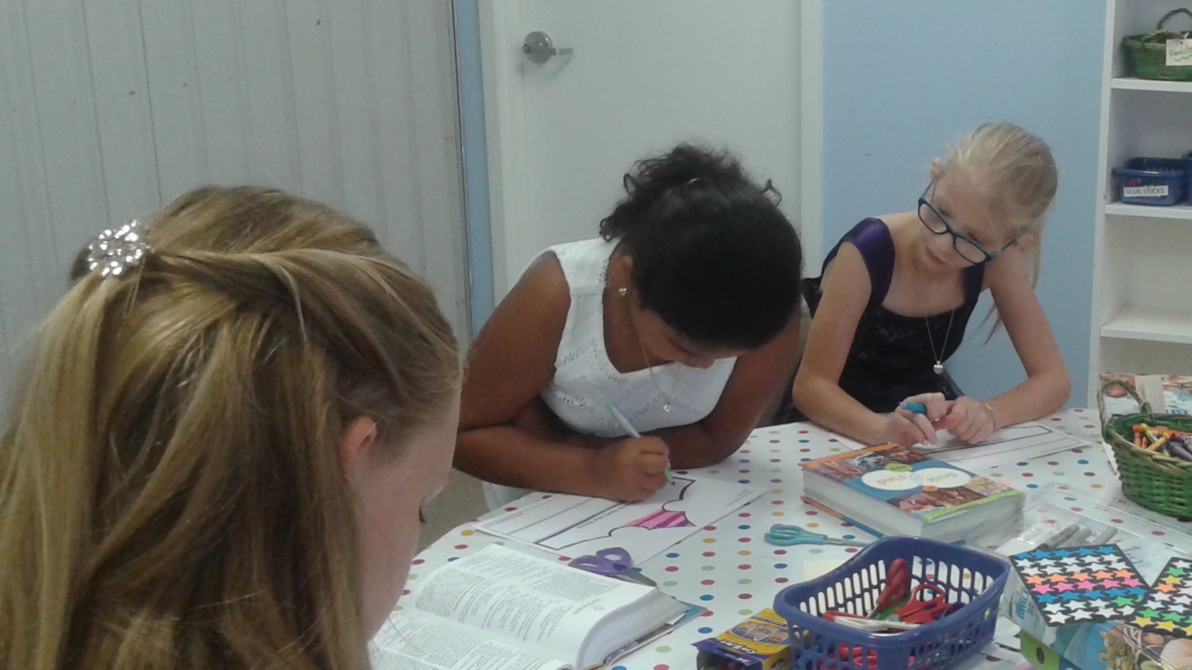 The girls hard at work.