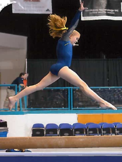 Ellie LeGette on the balance beam.