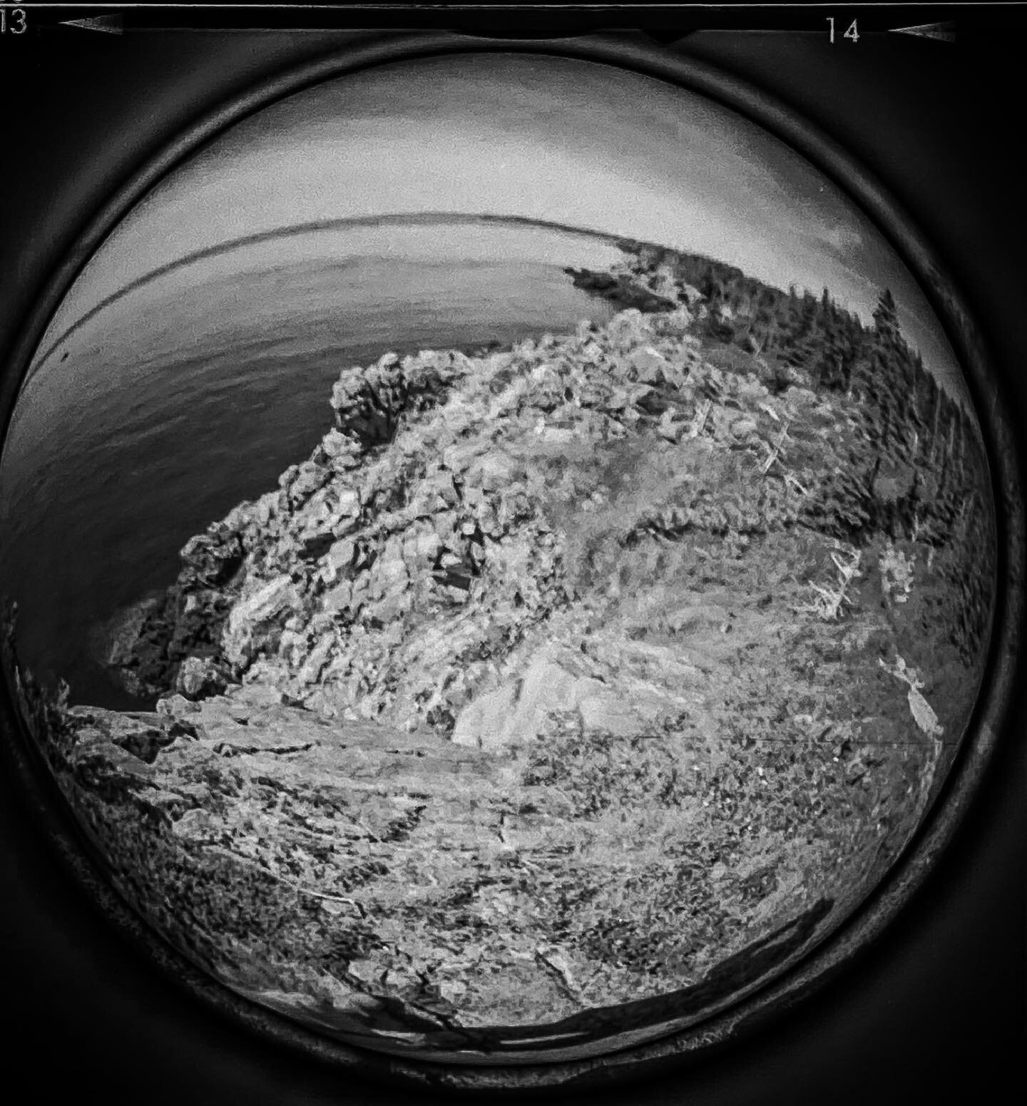 Downeast Maine seascape shot on 120 film w/ fisheye lens on analog Diana F+ camera.

#film #120film #120filmphotography #blackandwhite #blackandwhitephotography #toycam #toycamera #toycameraphotography #dianaf #dianafplus #lomo #lomography #lomografi