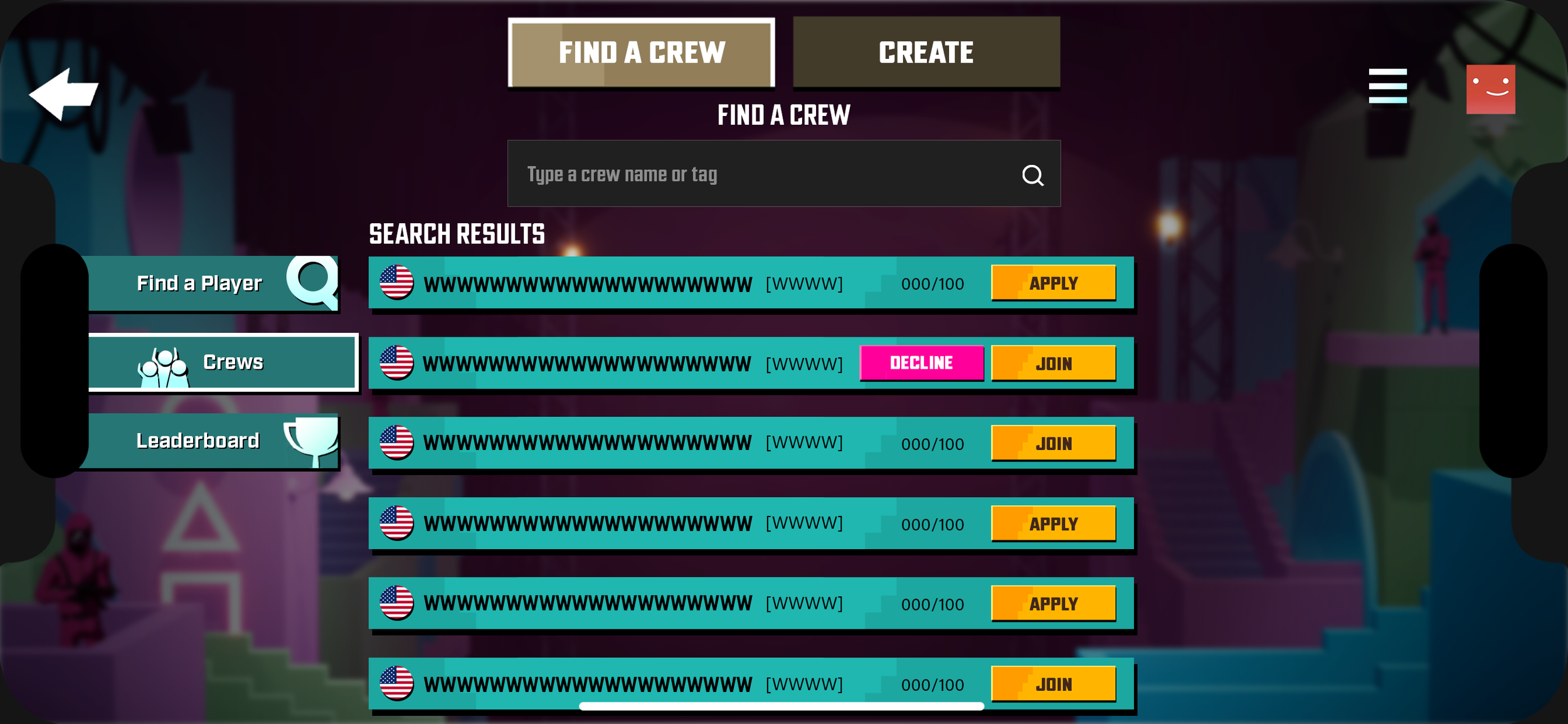Average Player Joins a Crew - Search Results