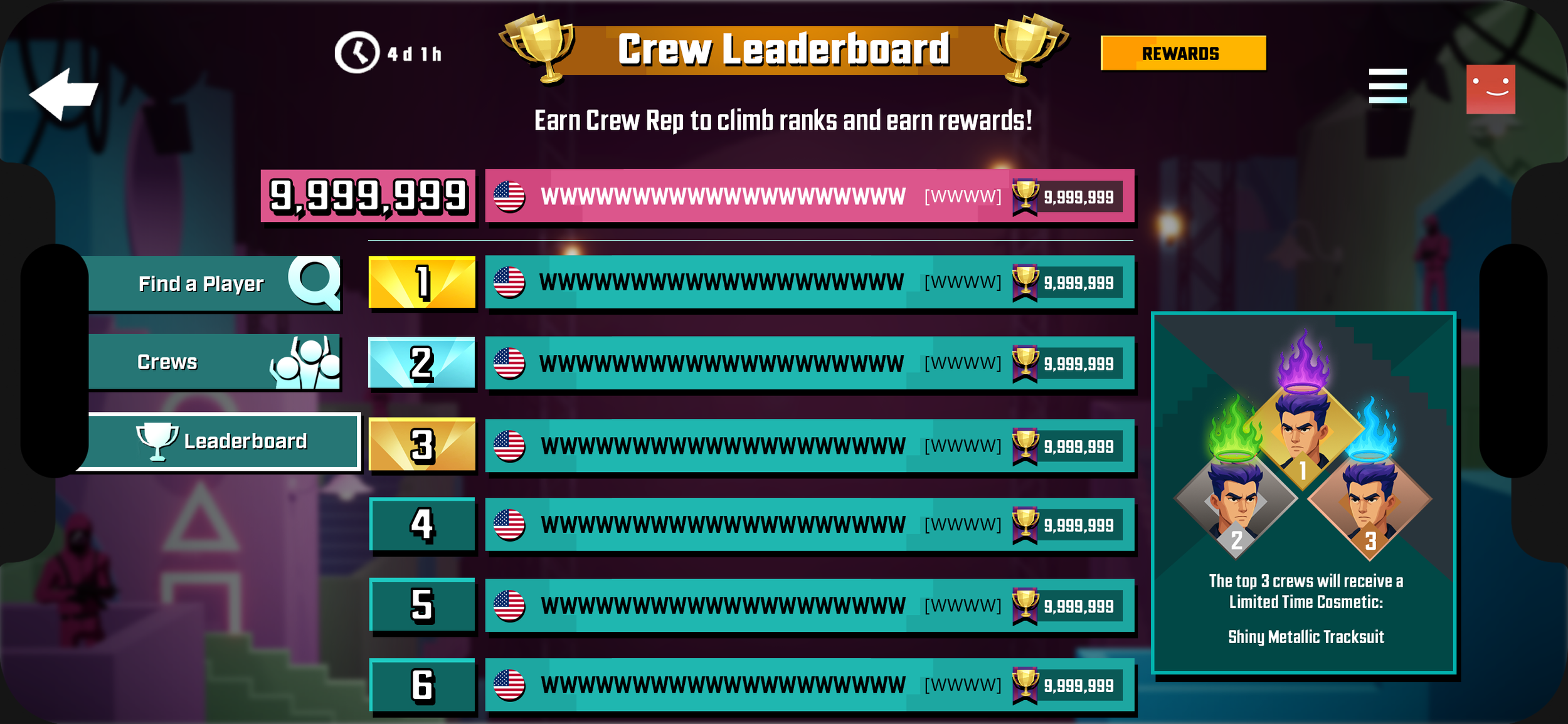 Crew Leaderboard - Crewed Player - Main