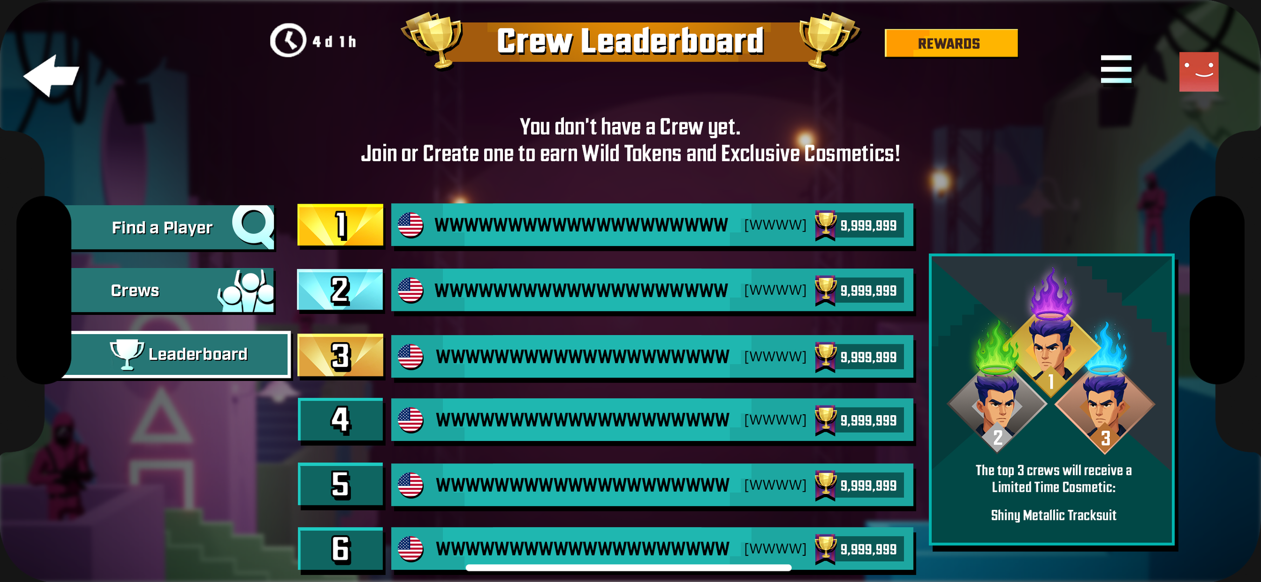 Crew Leaderboard - Leaderboard View