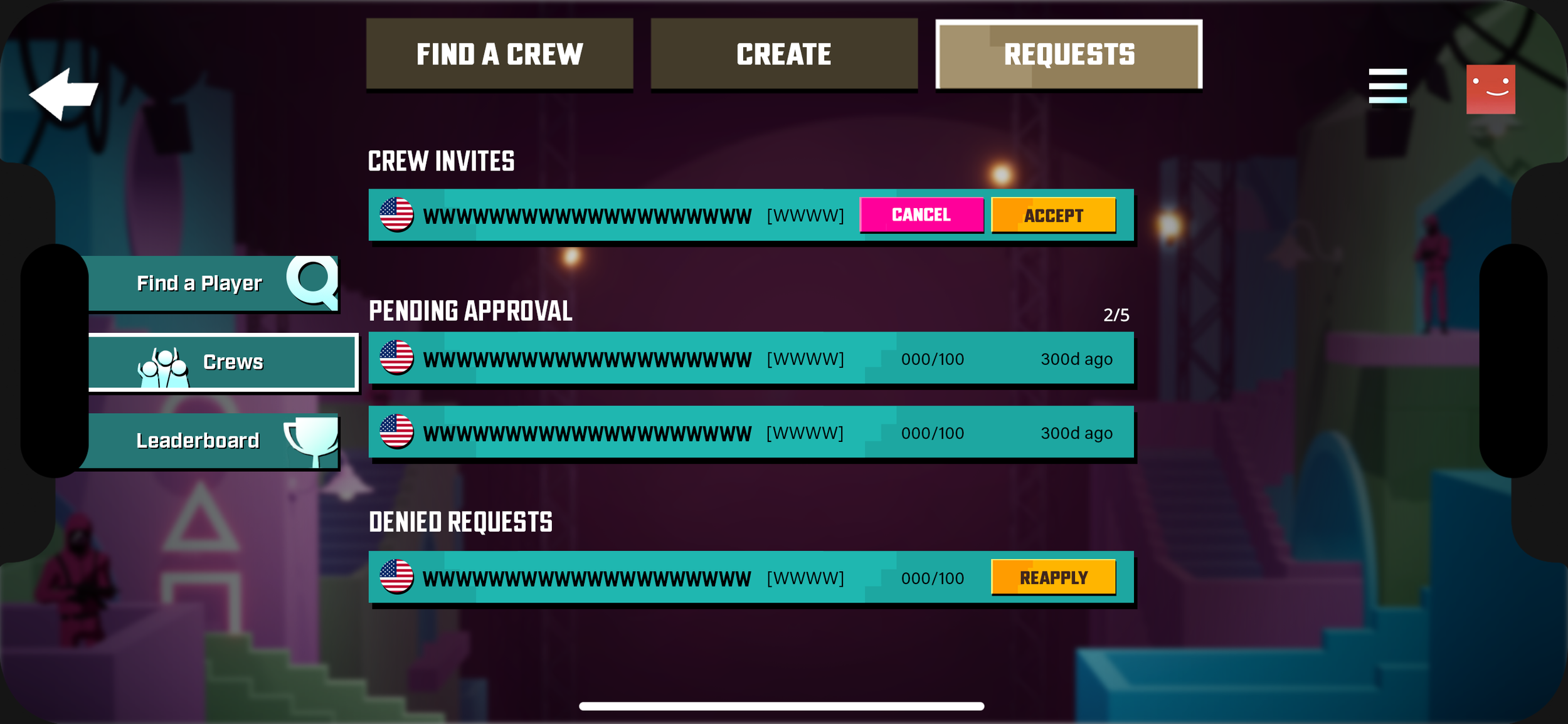 Average Player Joins a Crew - Requests