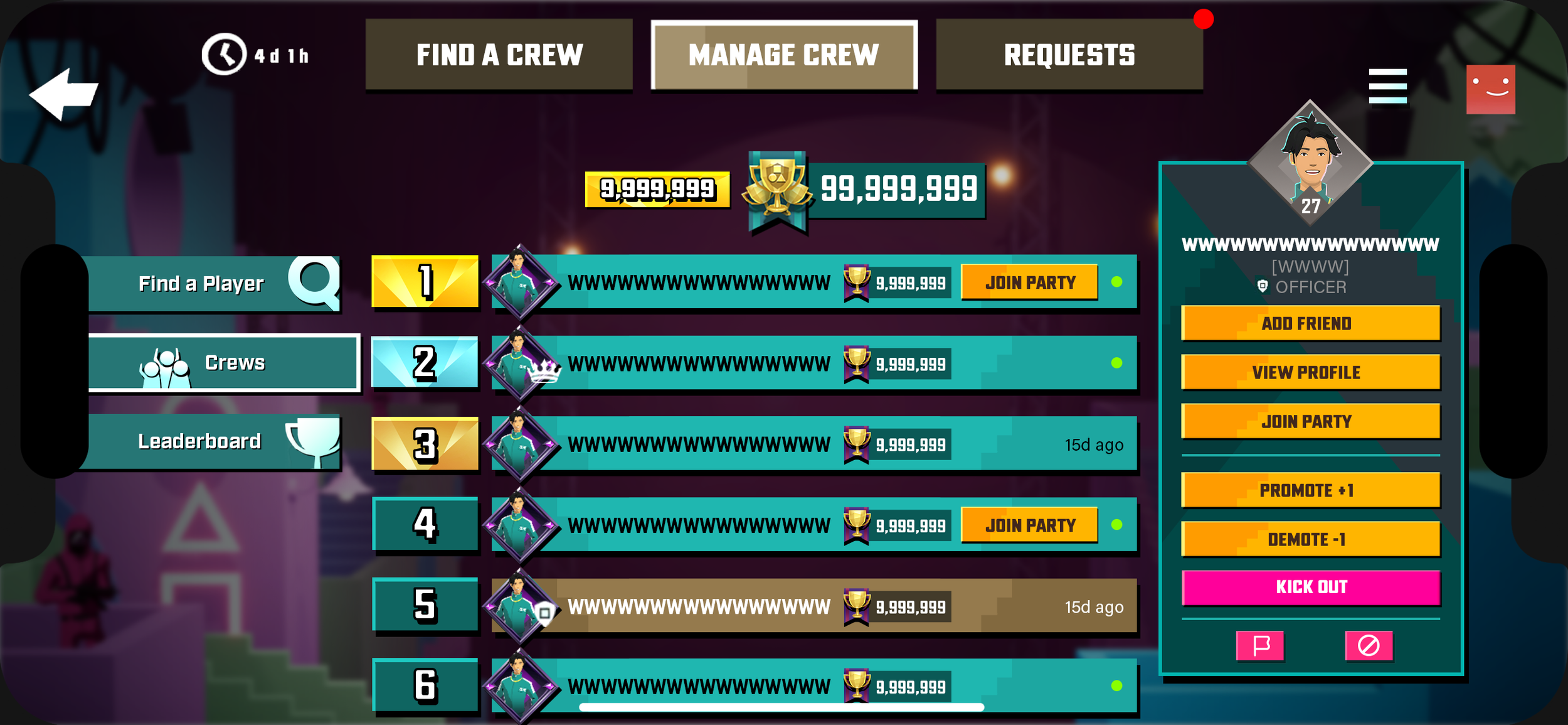 Player is Crew Leader - Promotes Officer 