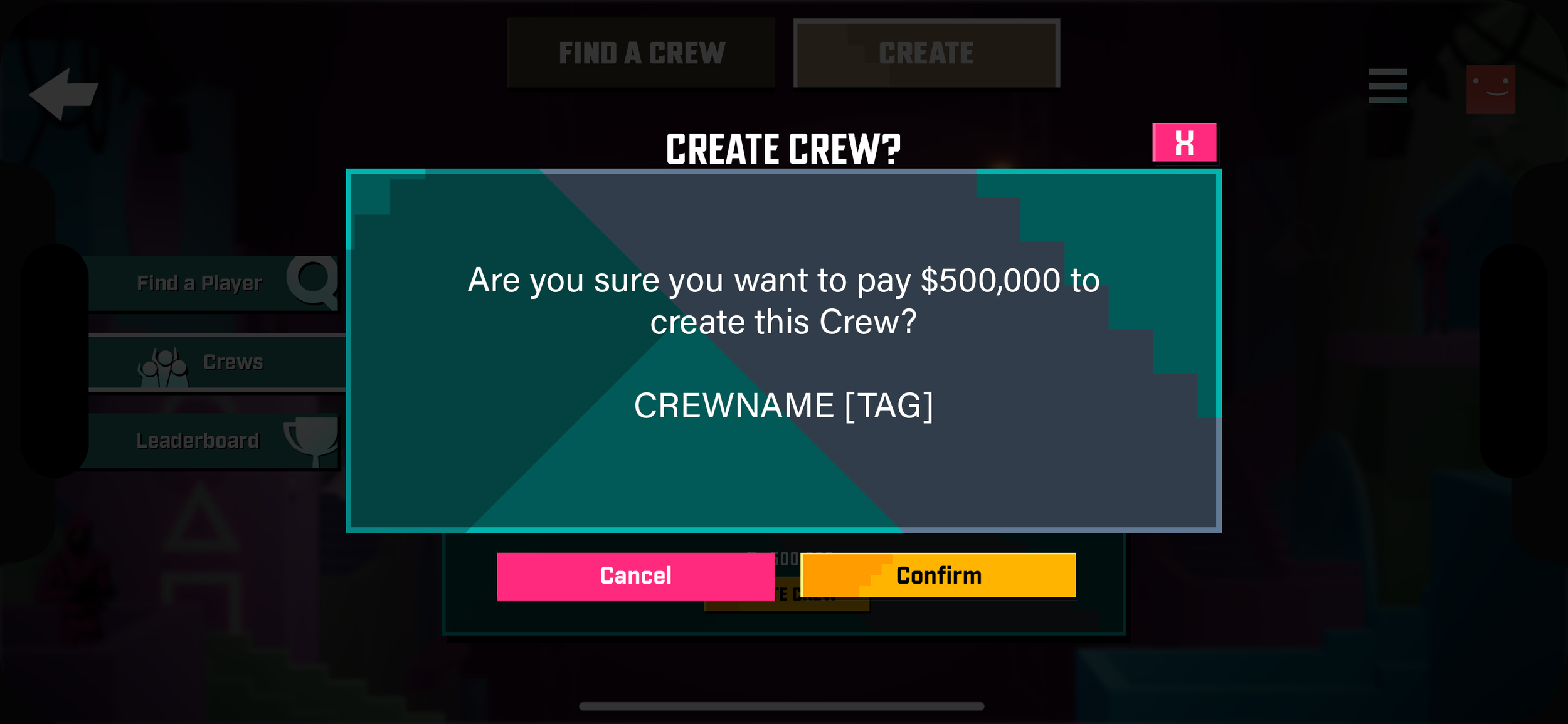 Player Creates a Crew - Confirmation