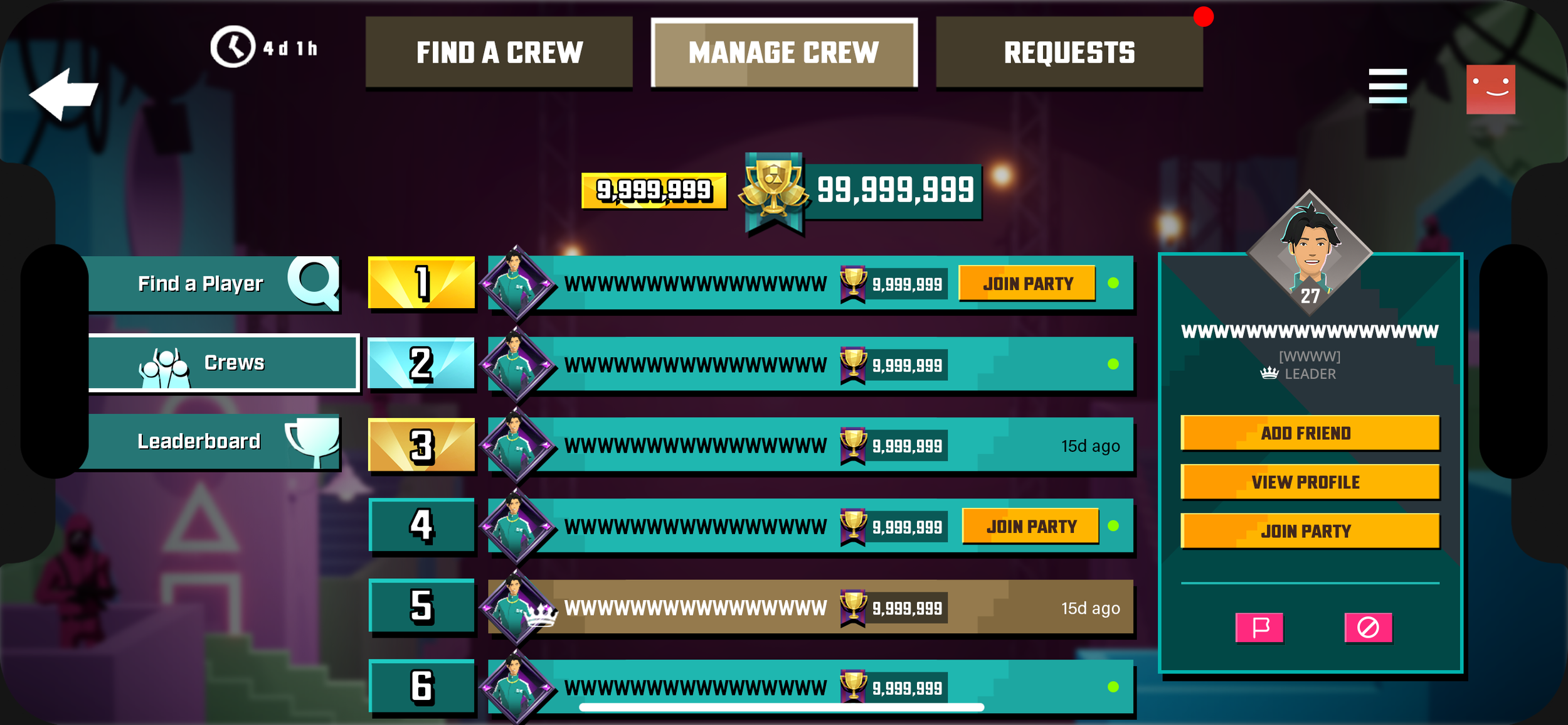 Player is Crew Leader - 