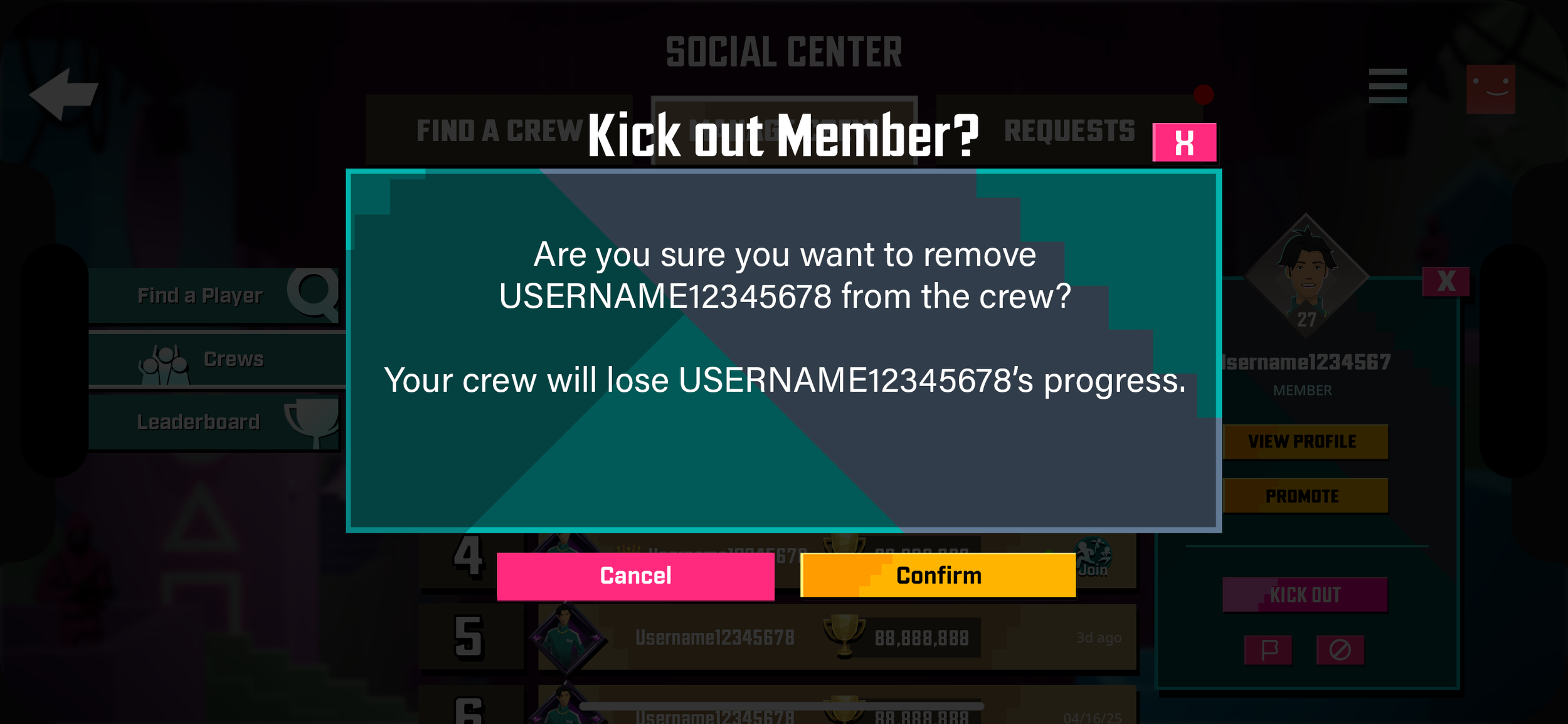 Player is Crew Leader - Kicking Out a Member
