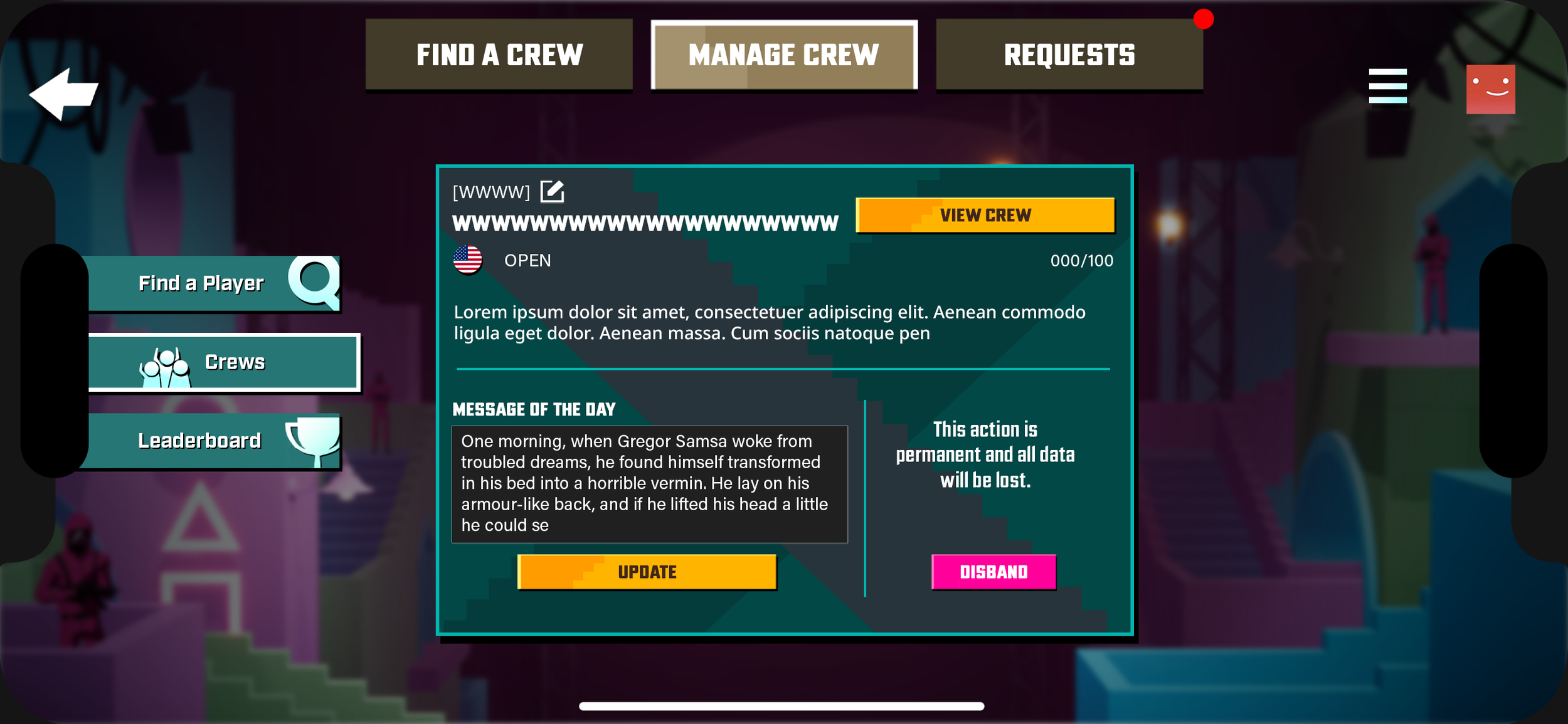 Player is Crew Leader - Admin Manage
