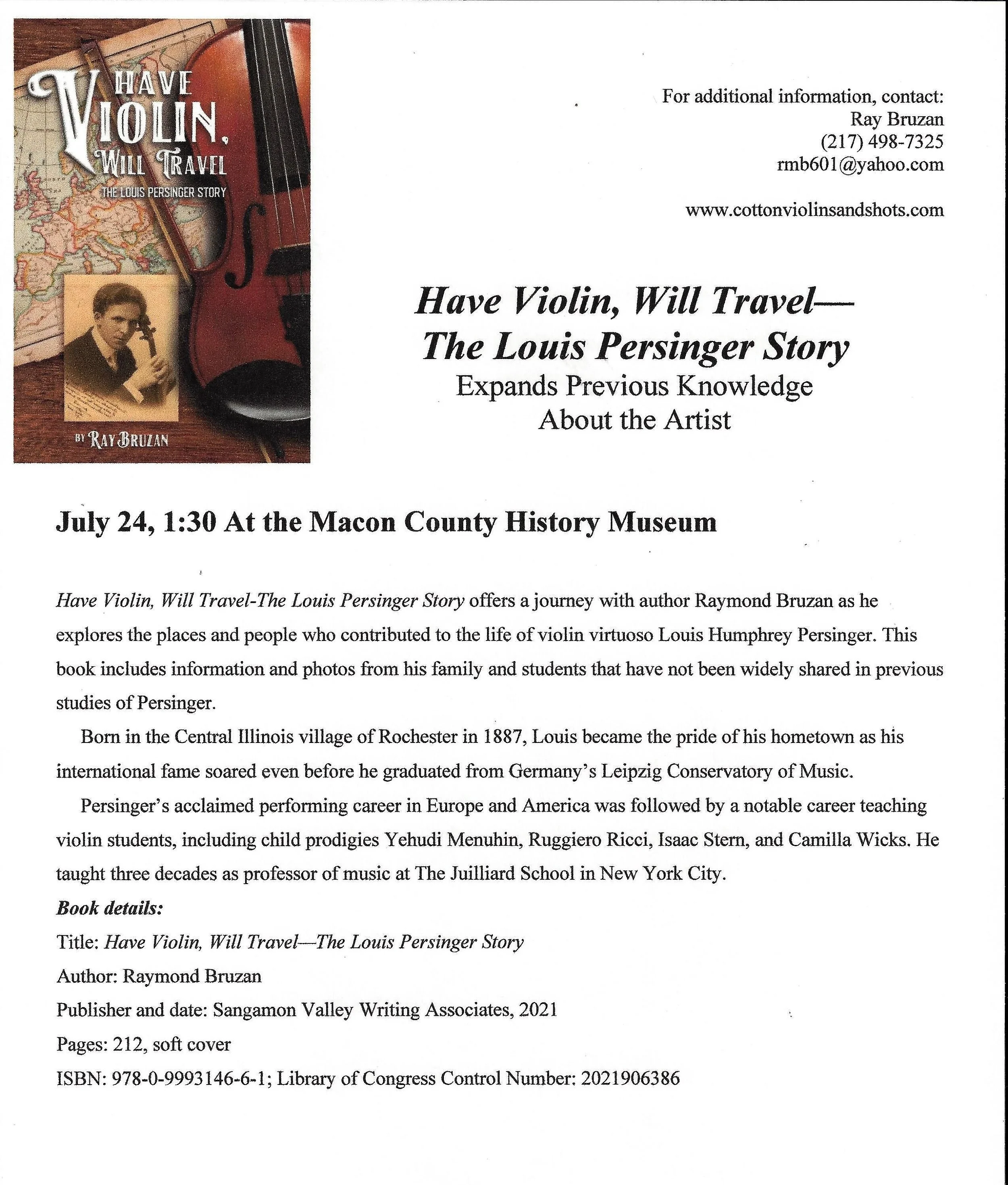 Have Violin, Will Travel The Louis Persinger Story — MCHM