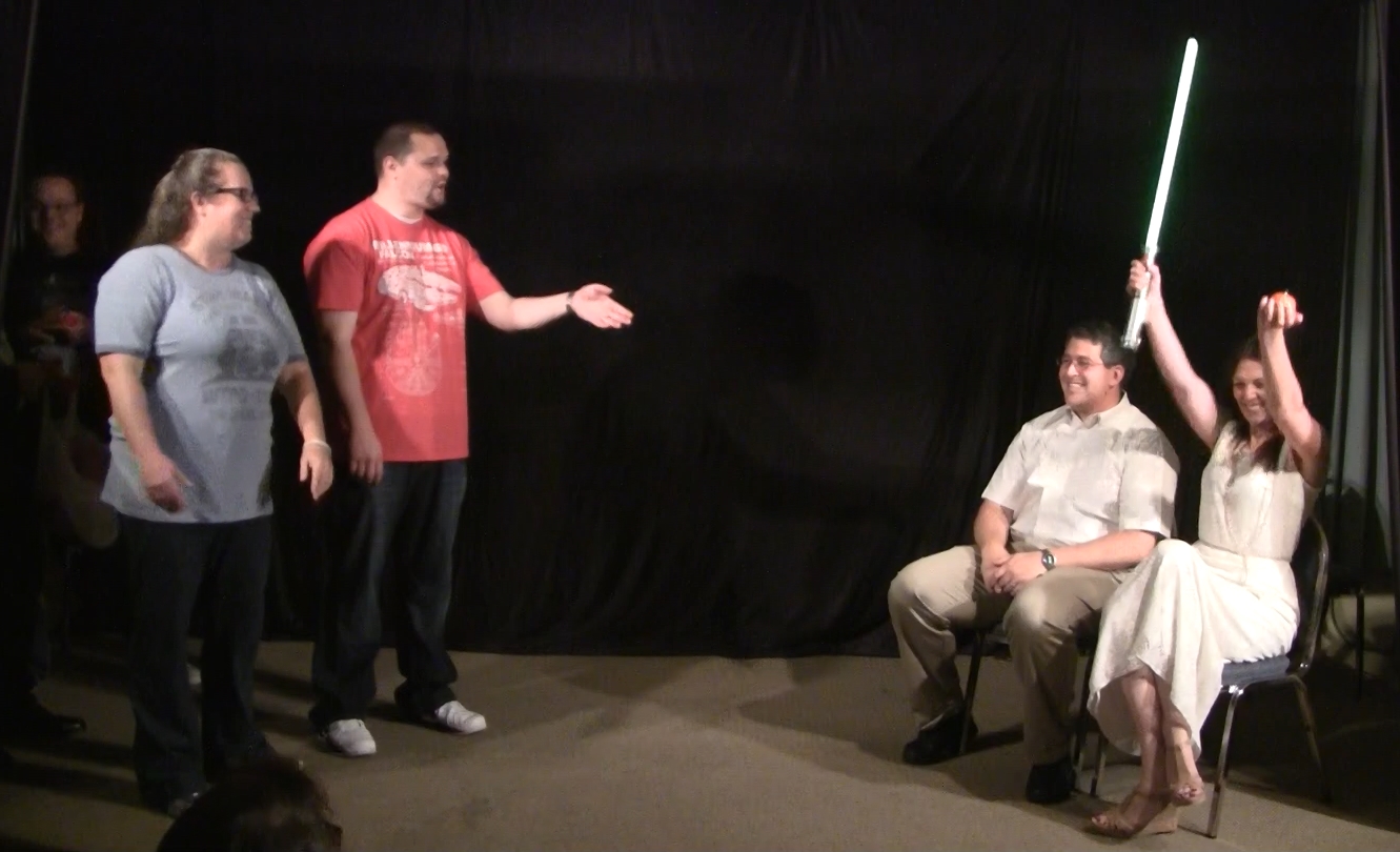 An audience directed scene where Mike and Julianne were trying to recreate Scott and Kimberly's first date.