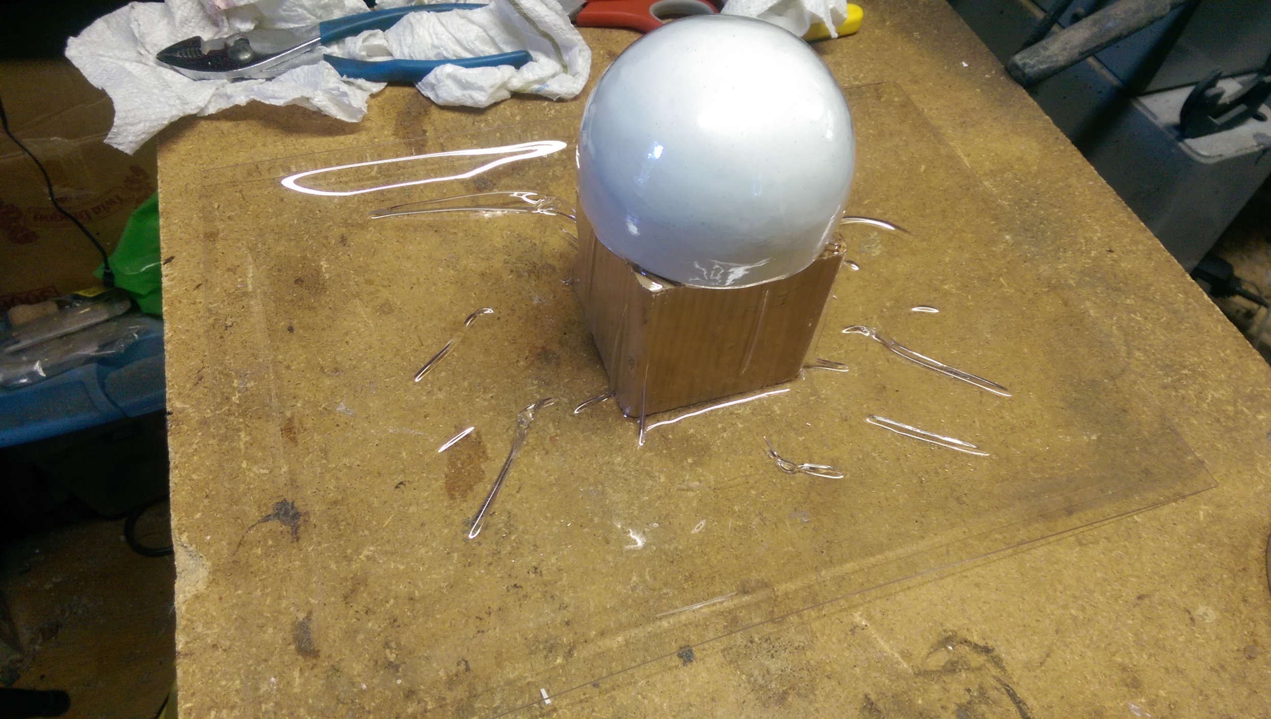 Plastic cooled down and removed from the vacuum former