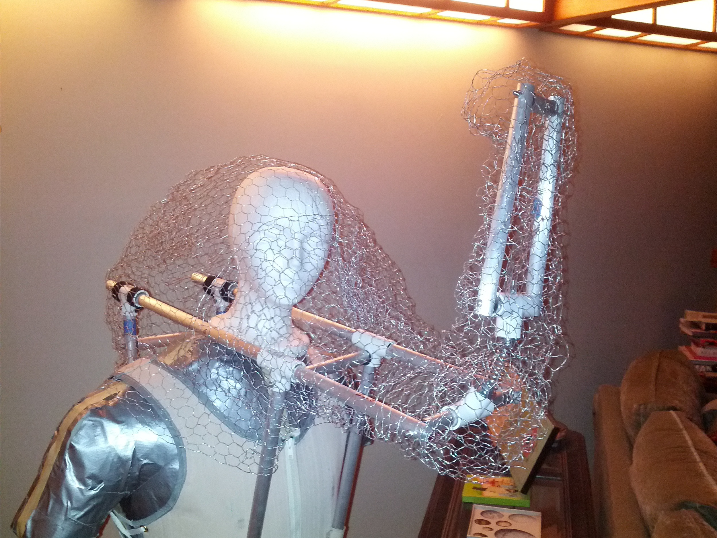 Chicken wire molded to shape the outer shell