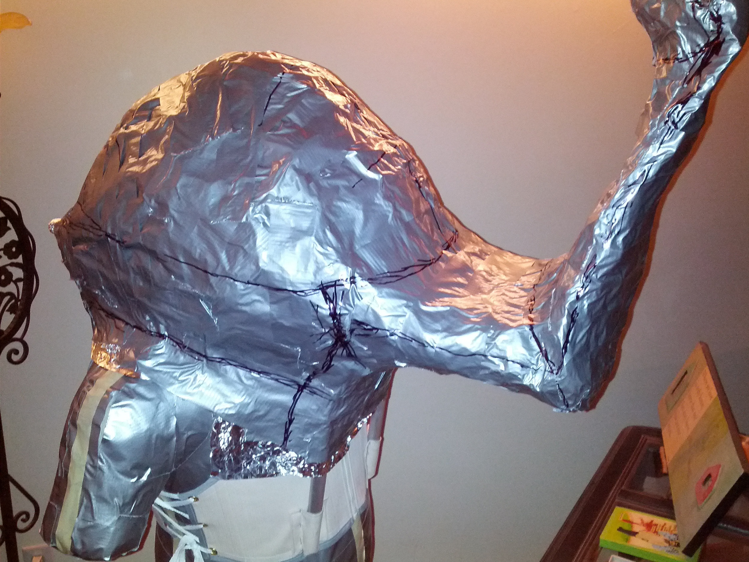 Complete duct tape layer, mark the pattern cuts