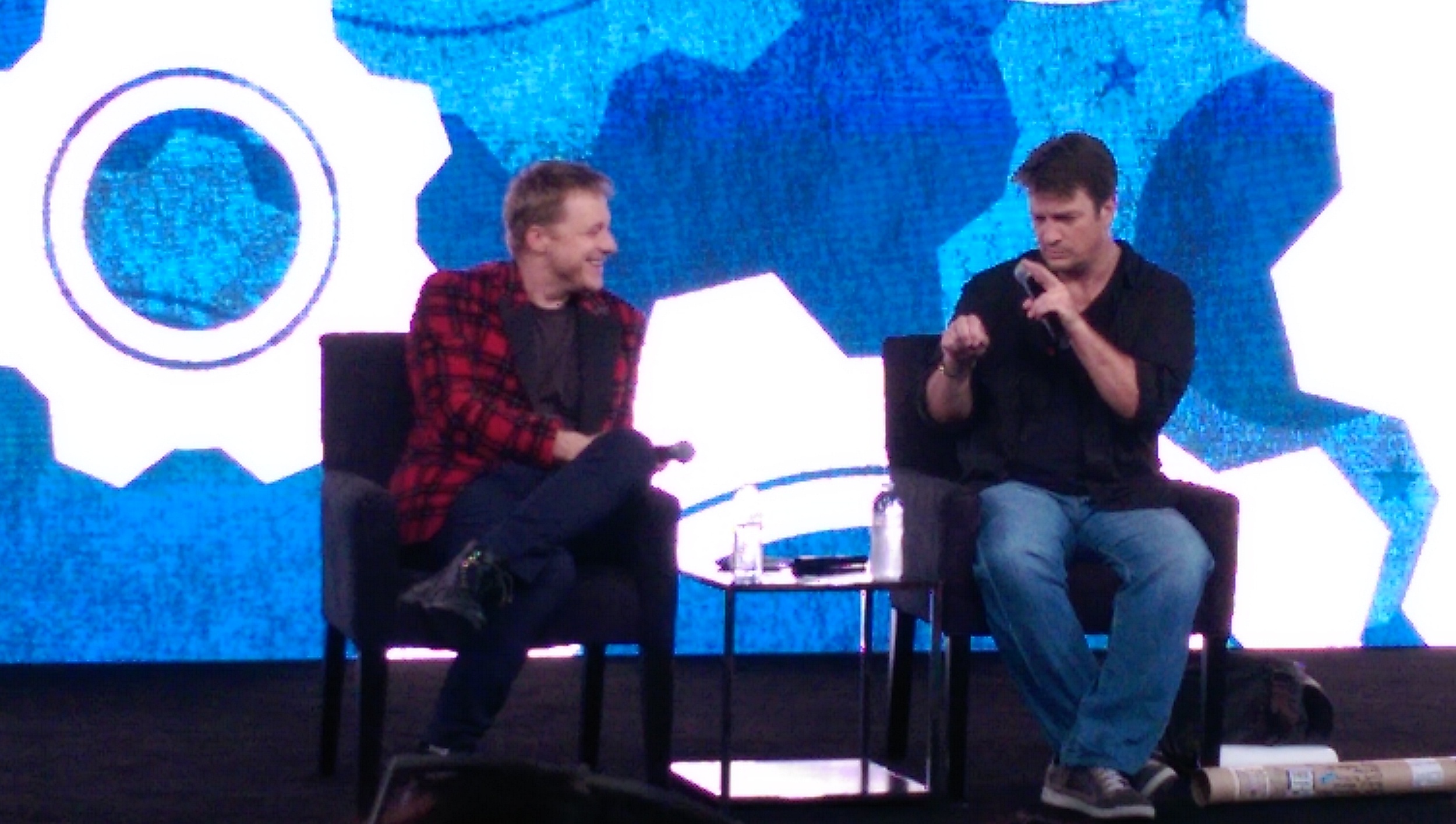 Nathan Fillion and Alan Tudyk at Nerd HQ's Conversation for a Cause.