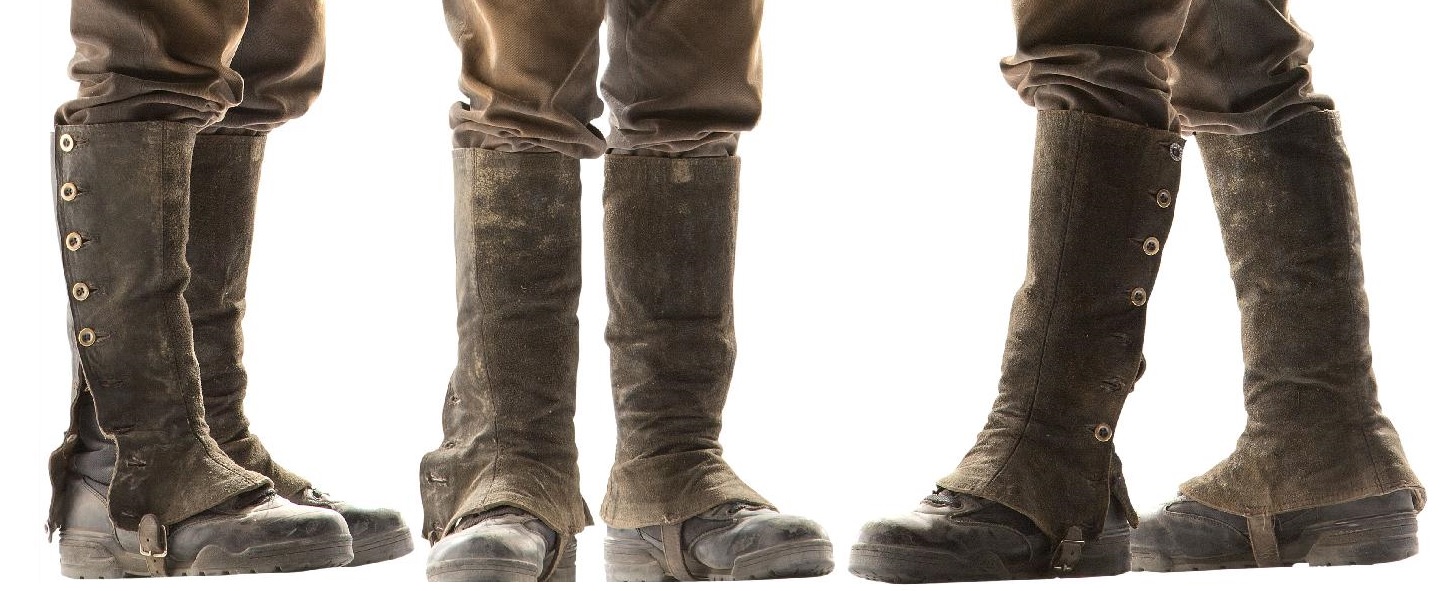 Cropped images of the half-gaiters from three different publicity shots of the War Doctor