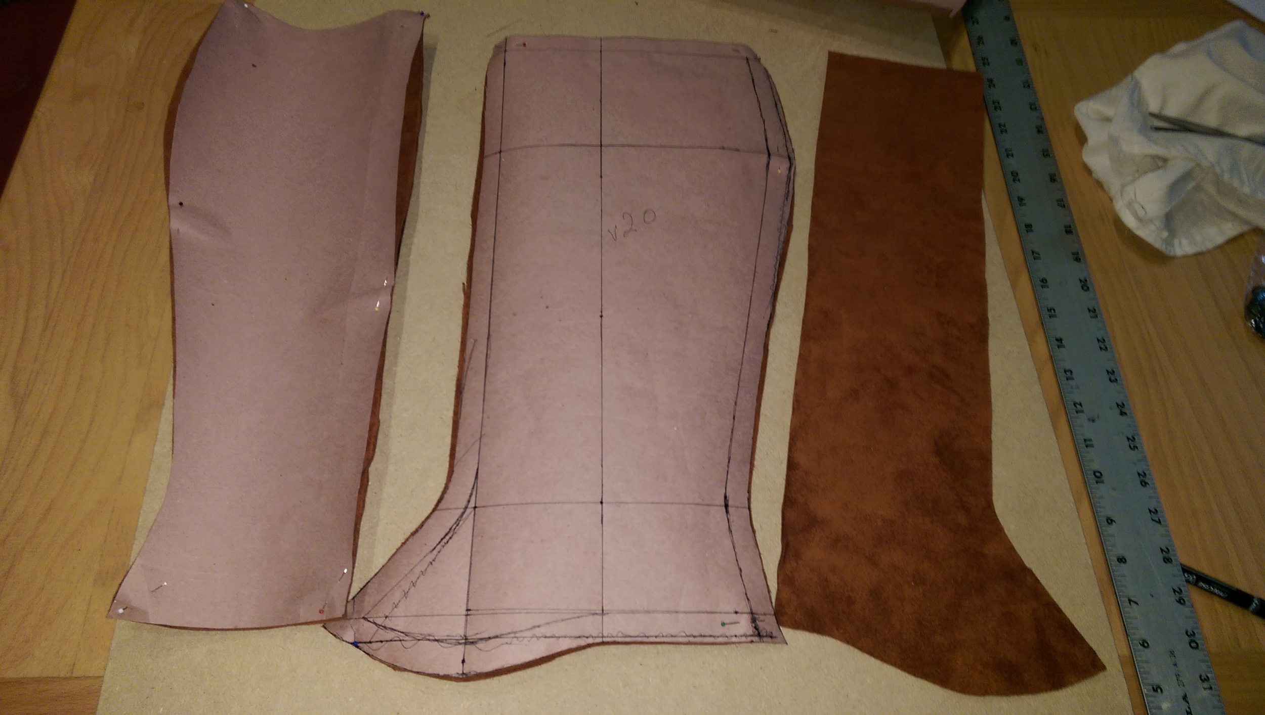 All the pieces for one leg
