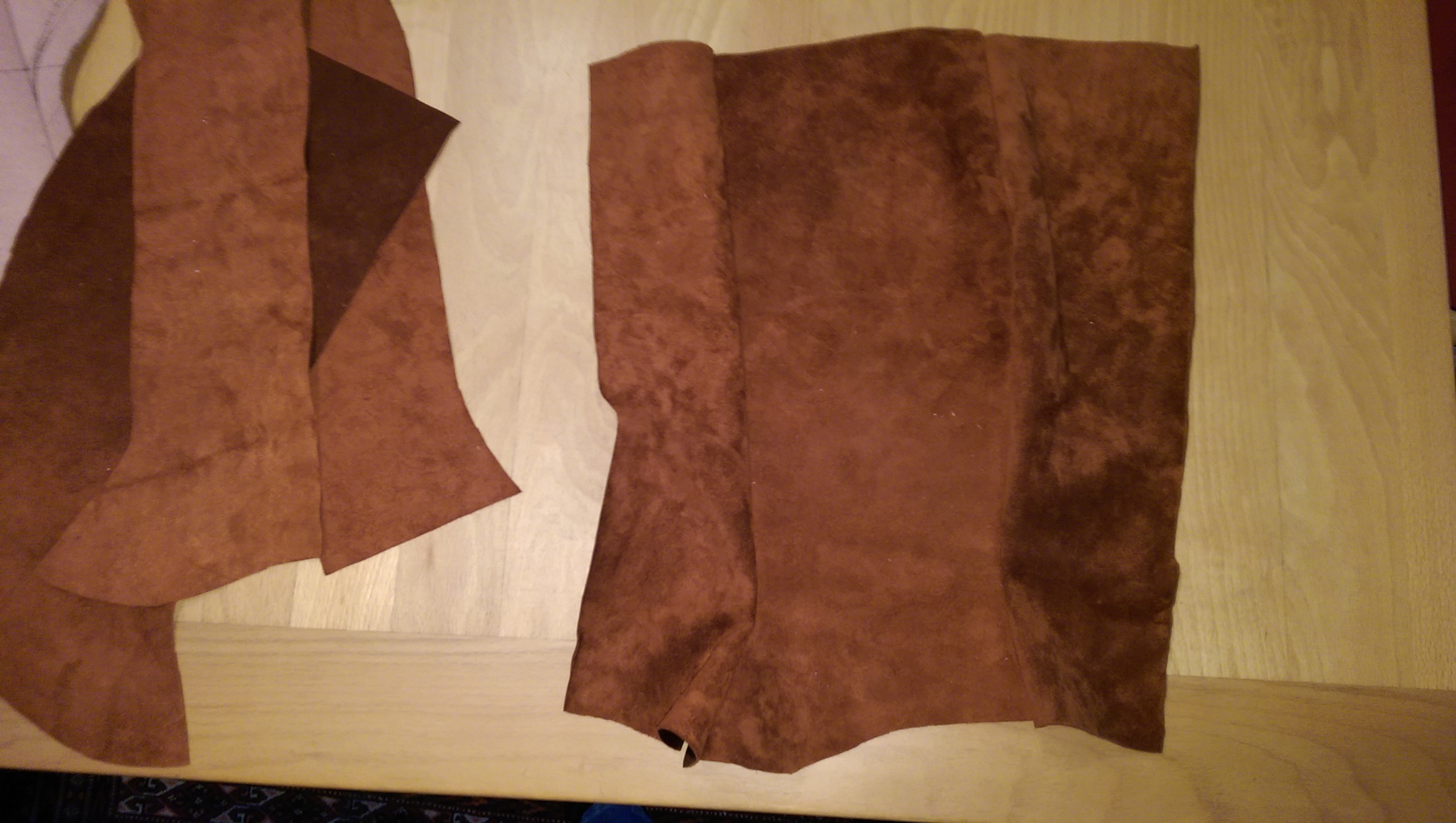 Stitched the first gaiter just enough to check the fit then cut the pieces for the second gaiter