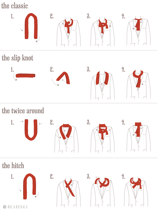 Different ways to tie a scarf