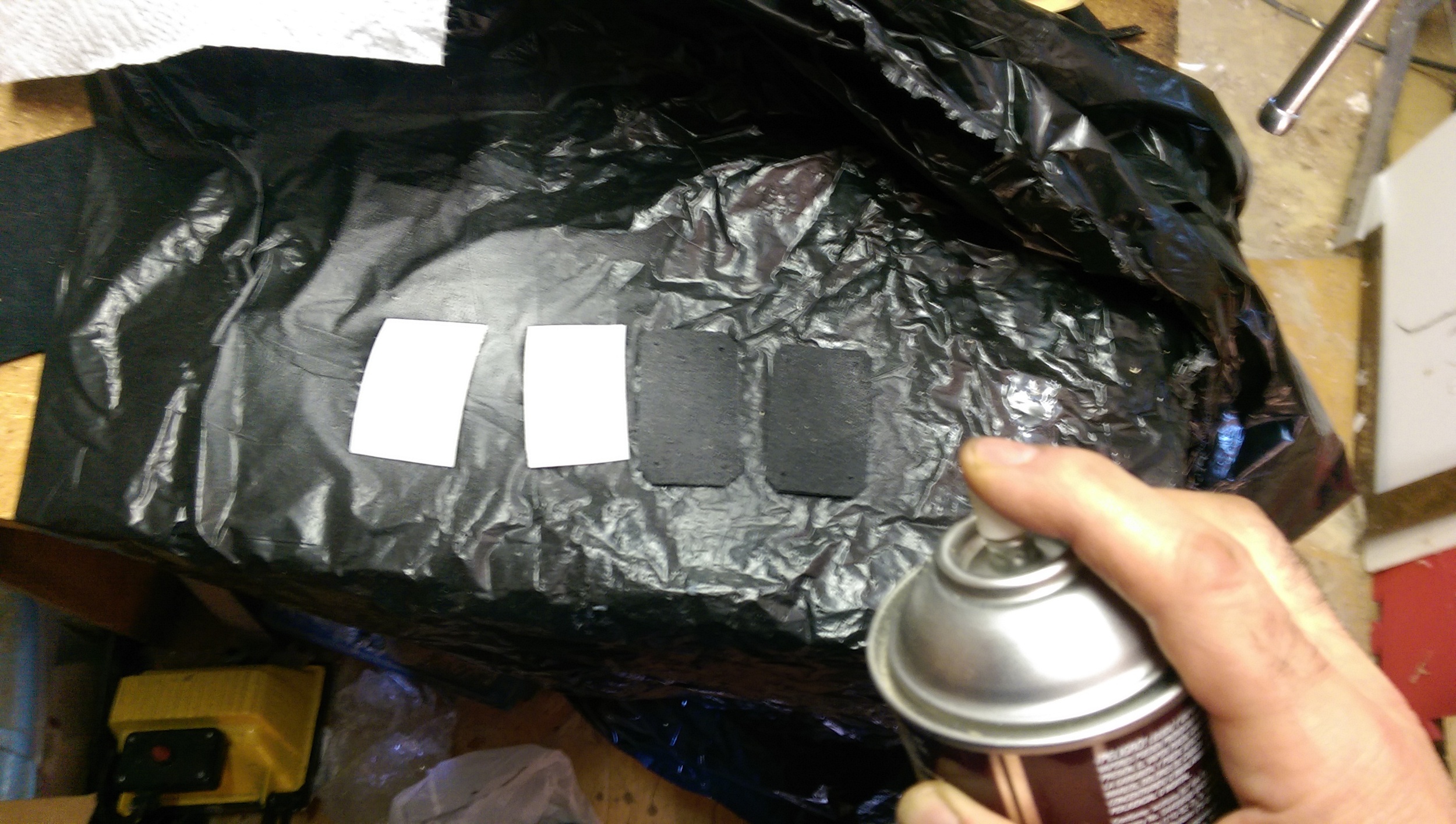 The leather is glued to the styrene