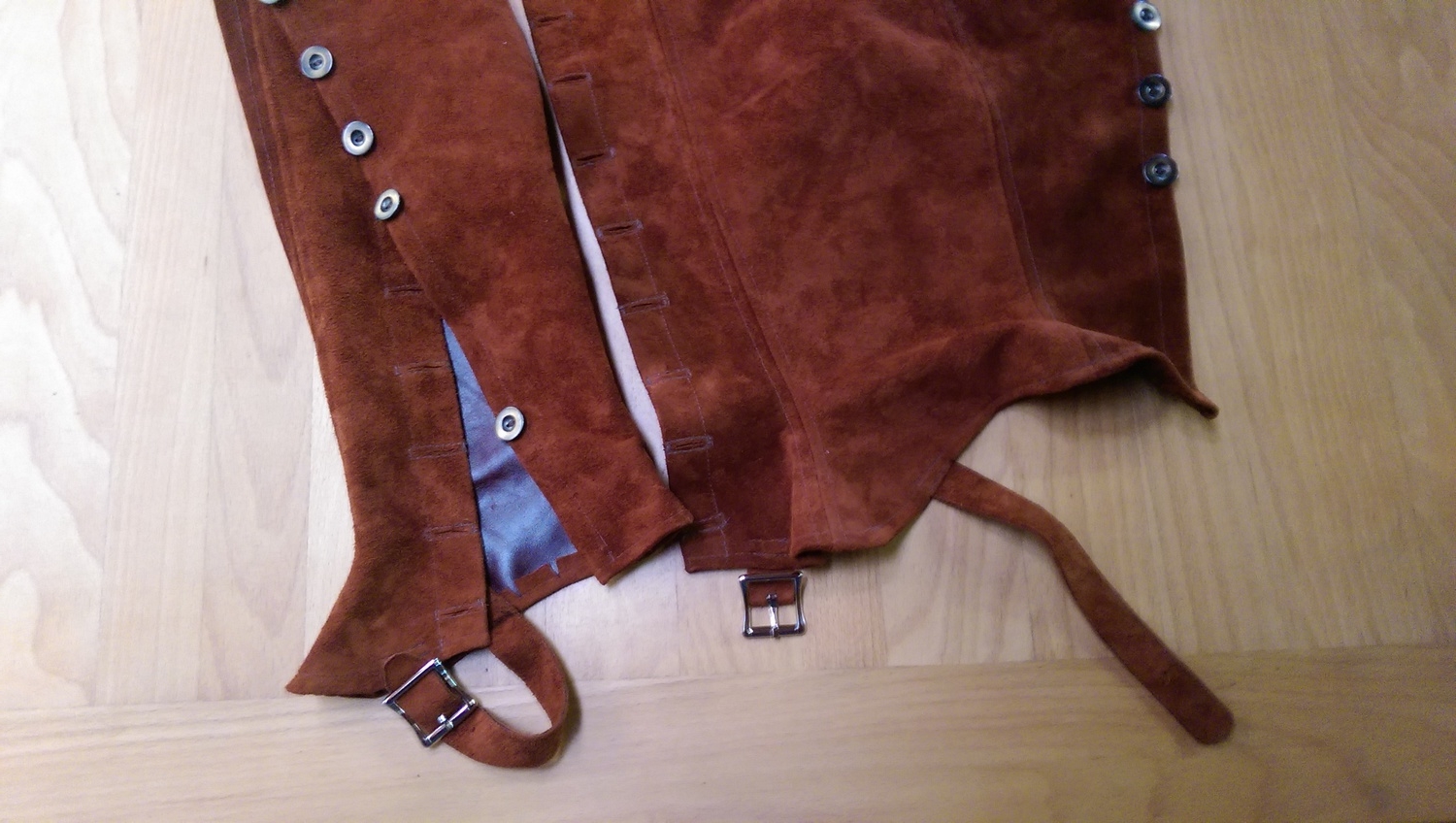 The half gaiters complete with boot straps. I'll try to dull the red coloration and weather them quite a bit.