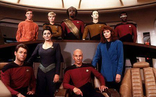 Cast from the first season of Star Trek: The Next Generation