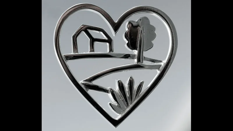 Sterling silver heart landscape. 