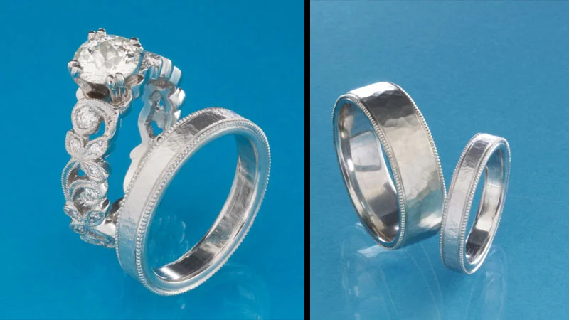 Hand made platinum engagement and wedding ring set.