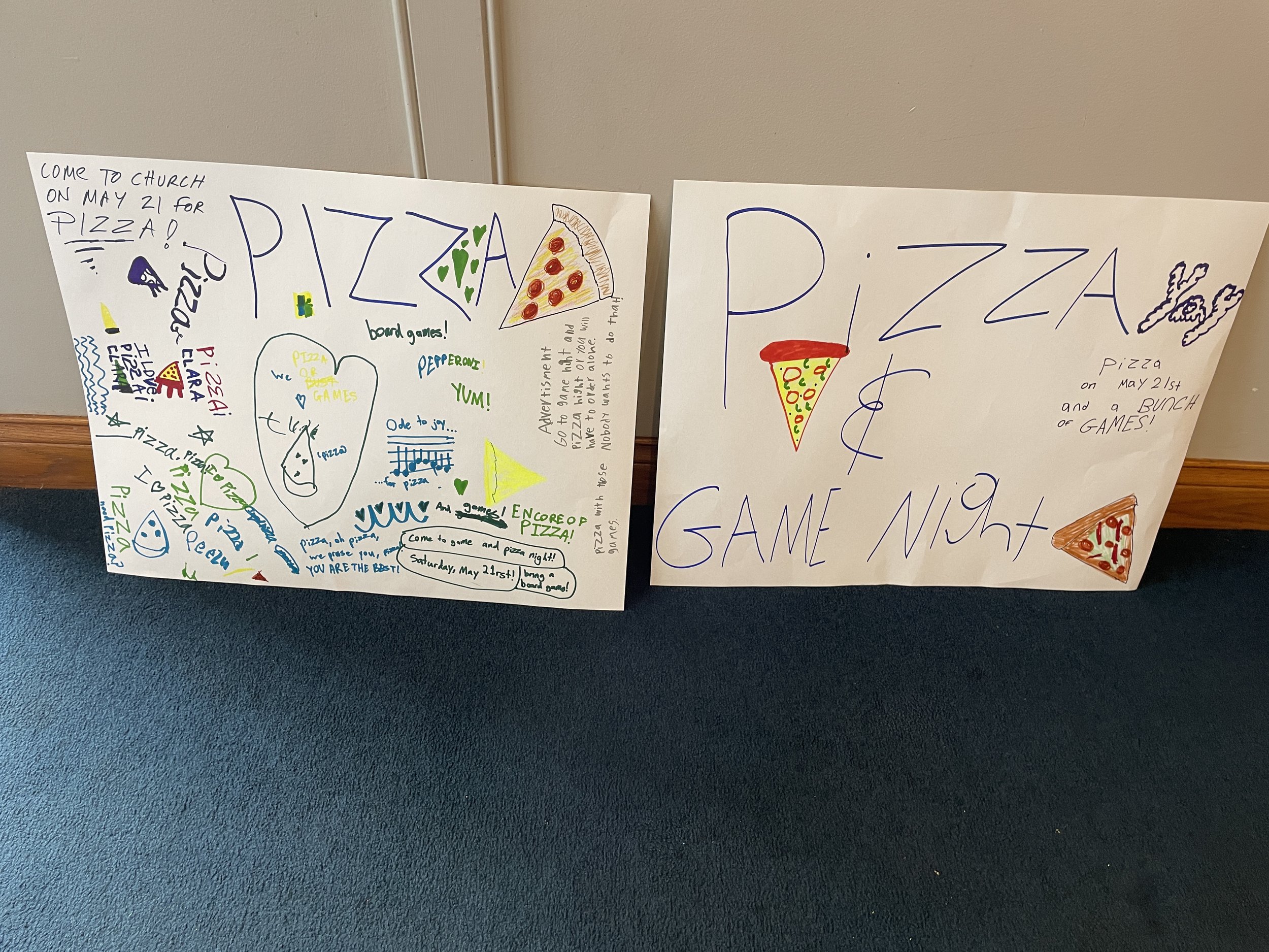 Kids art for pizza night.JPG