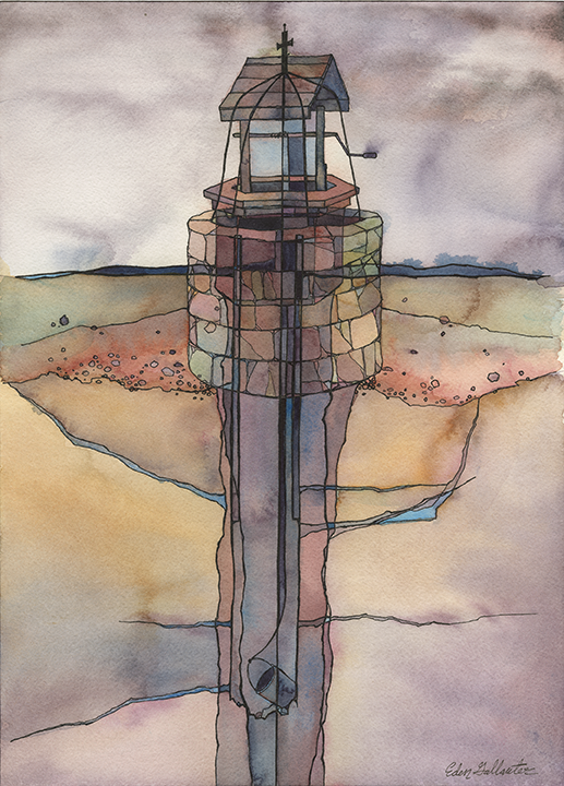 Wells , 2018. Ink and watercolor on paper.