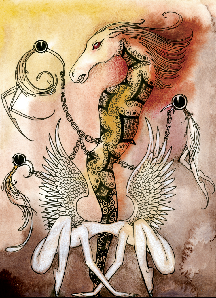 XV: The Devil (2003). Ink, watercolor, and colored pencil on paper.
