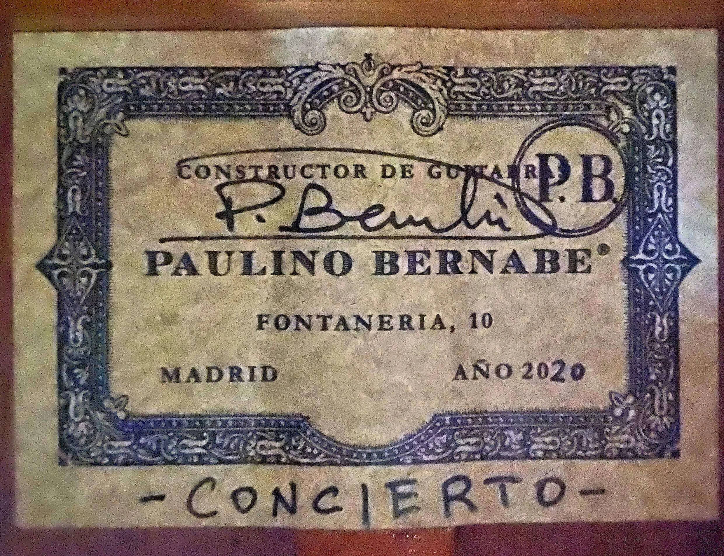 2020 Paulino Bernabe PB Concierto Classical Guitar