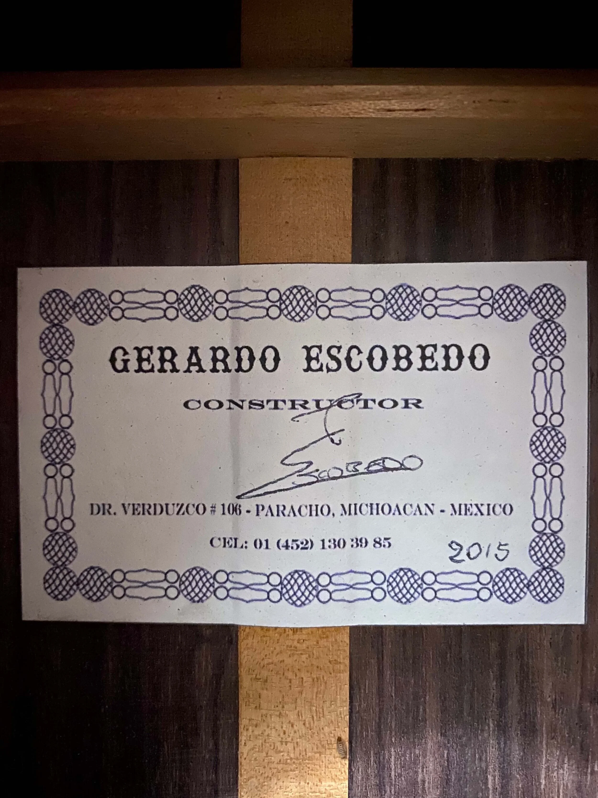 2015 Gerardo Escobedo Hernandez, Model Torres, Classical Guitar