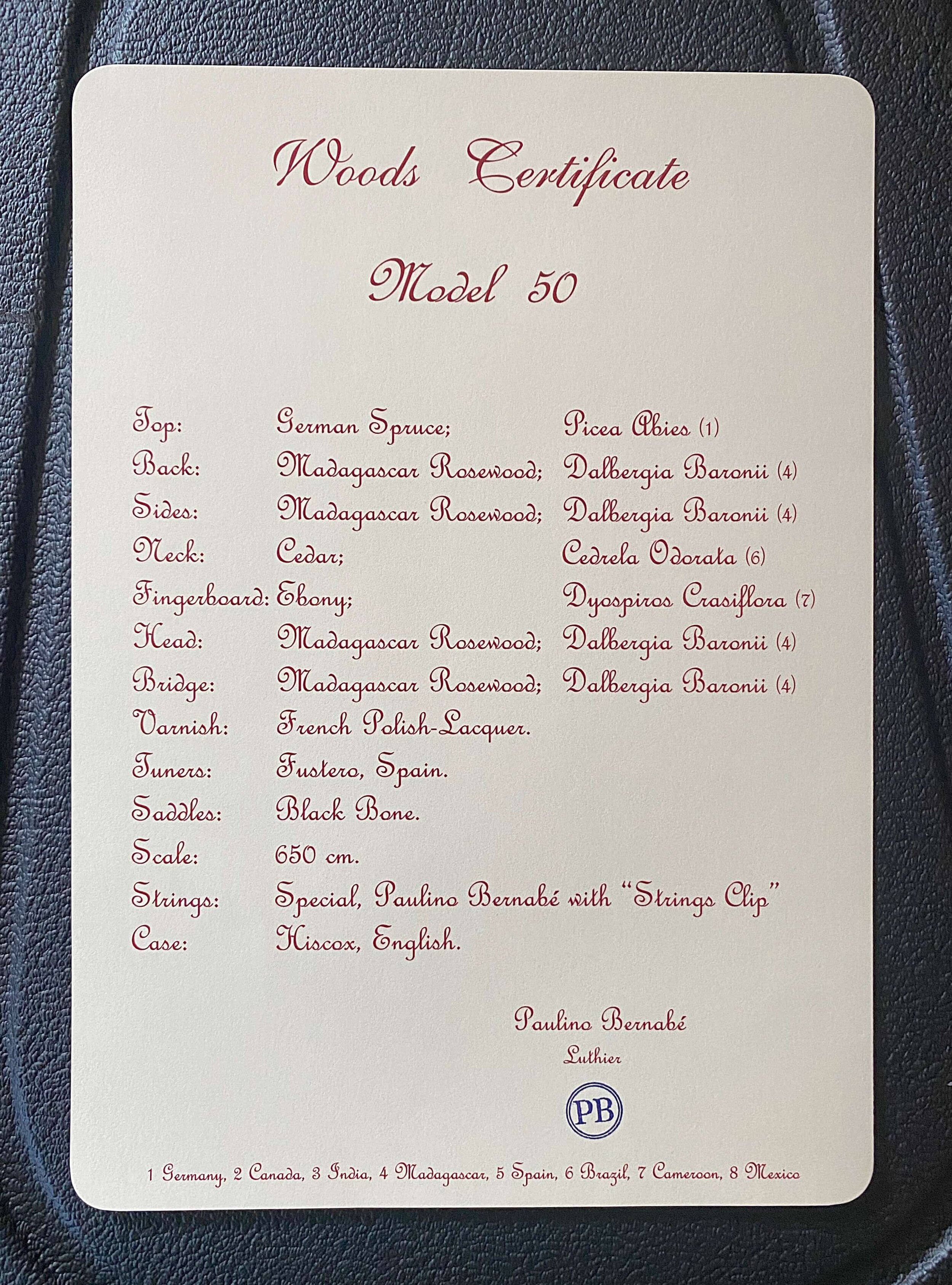 2020 Paulino Bernabe Model 50 woods