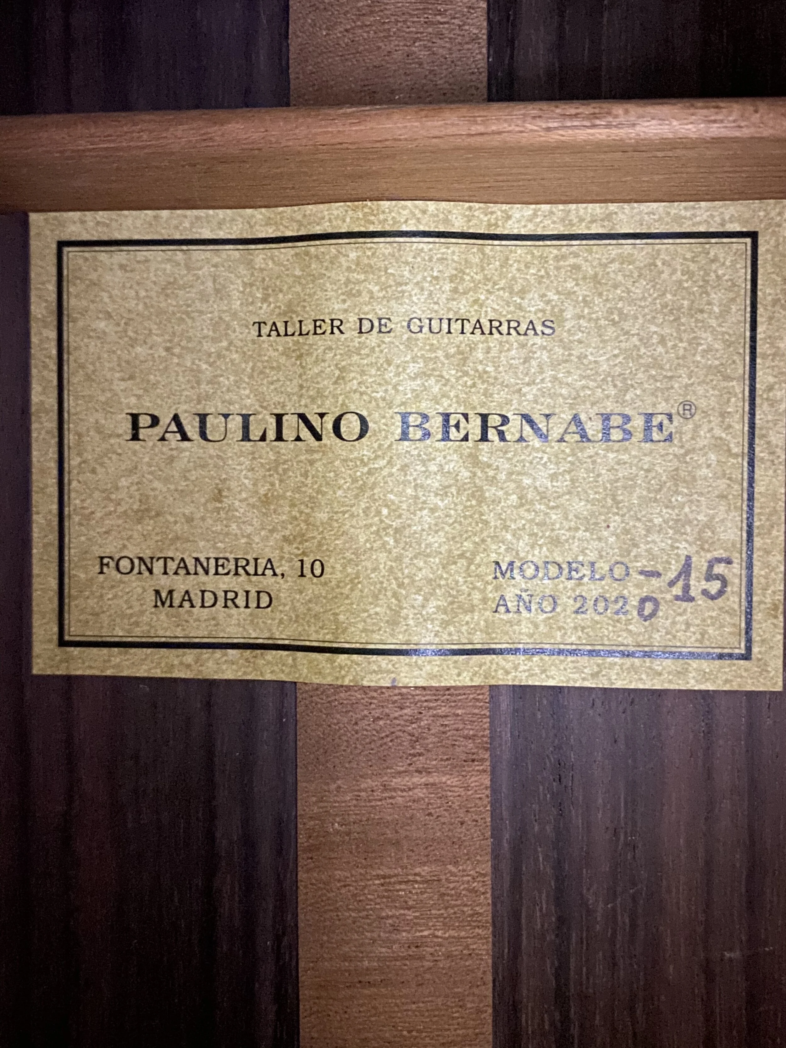 2020 Paulino Bernabe M-15 Concert Classical Guitar lbl