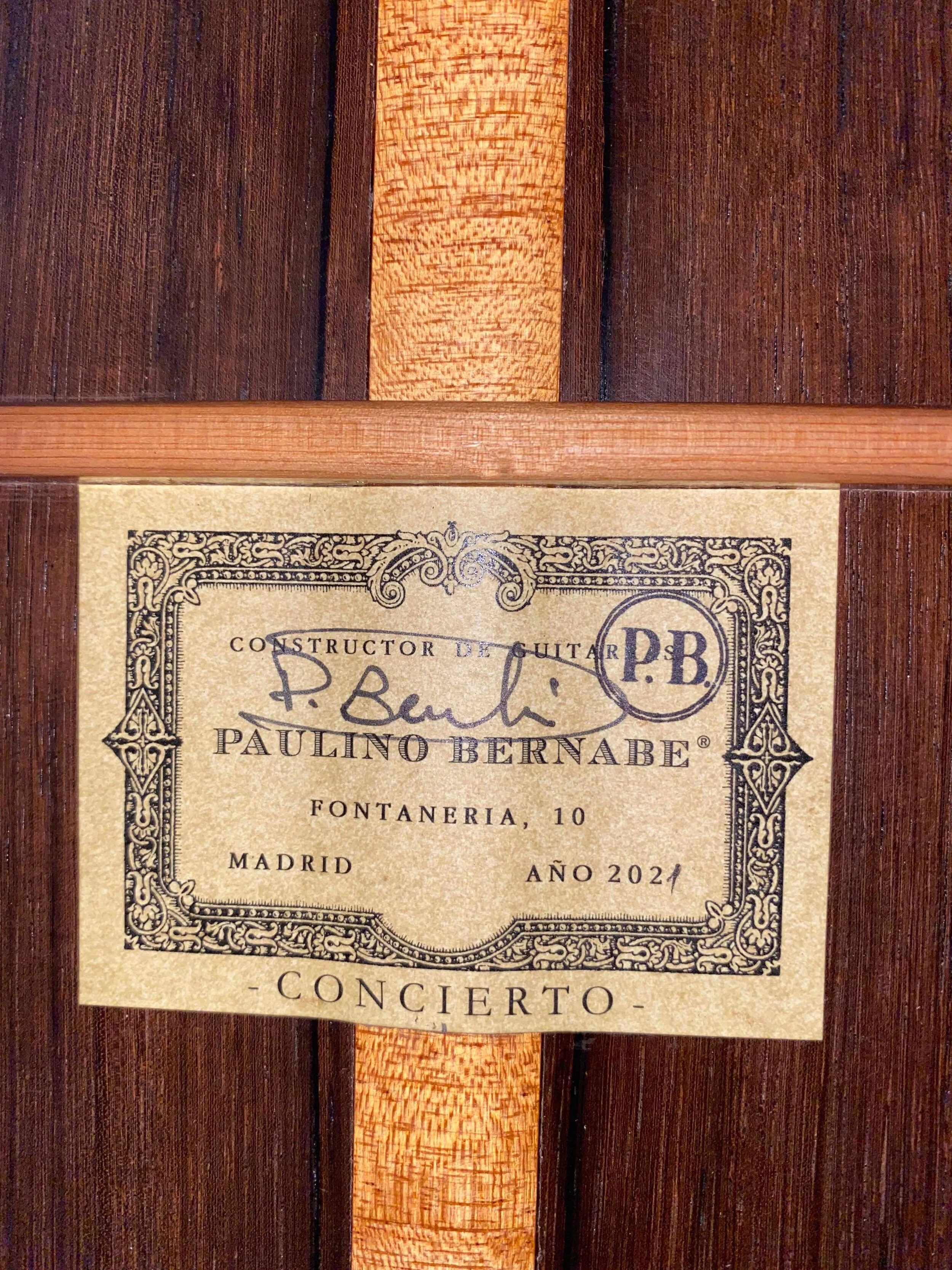2021 Paulino Bernabe, Model PB Concierto, Classical Guitar
