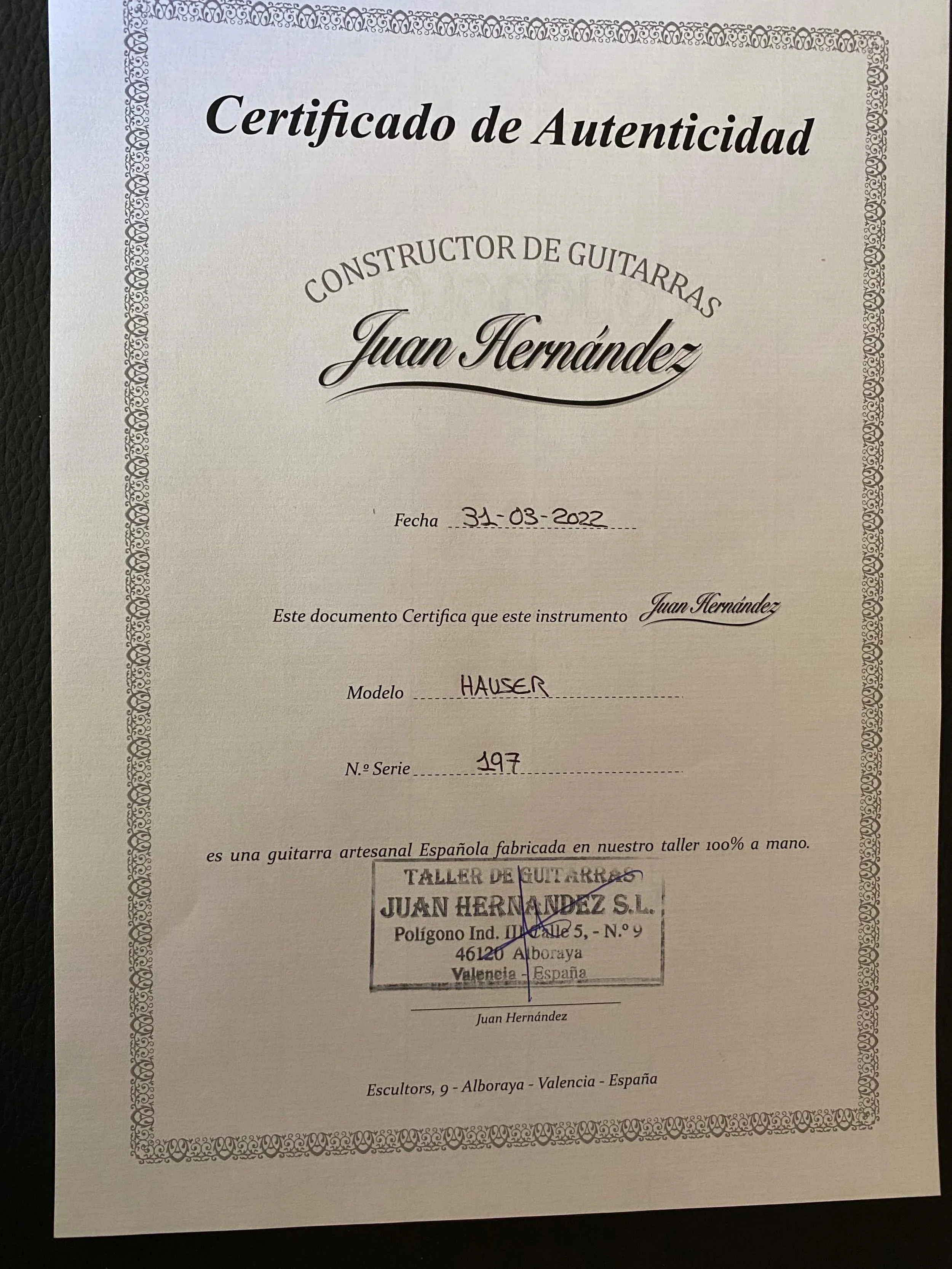 2022 Juan Hernandez, Model Hauser,  Concert Classical Guitar