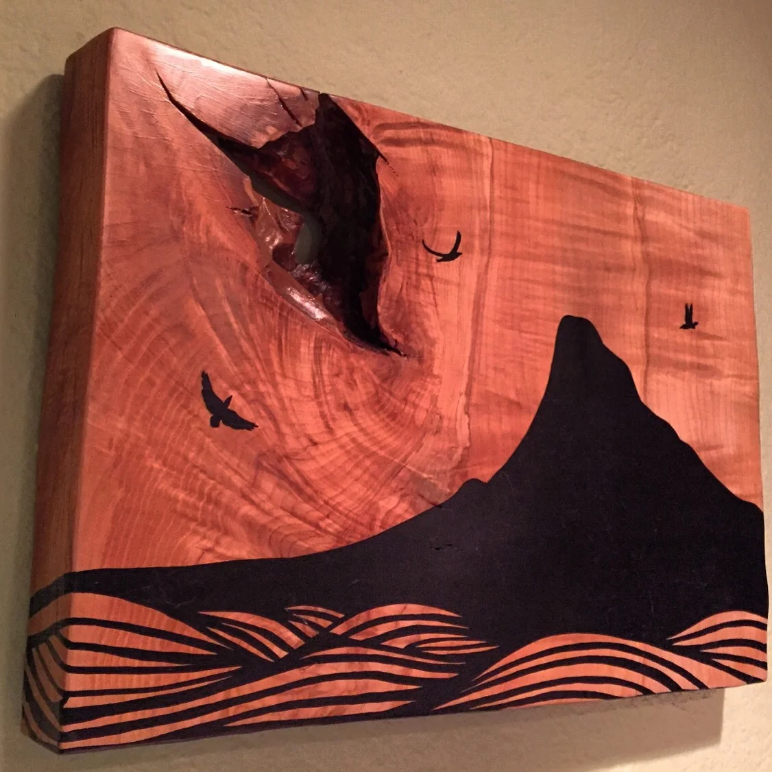 Mount Hood, River and Ravens on Maple